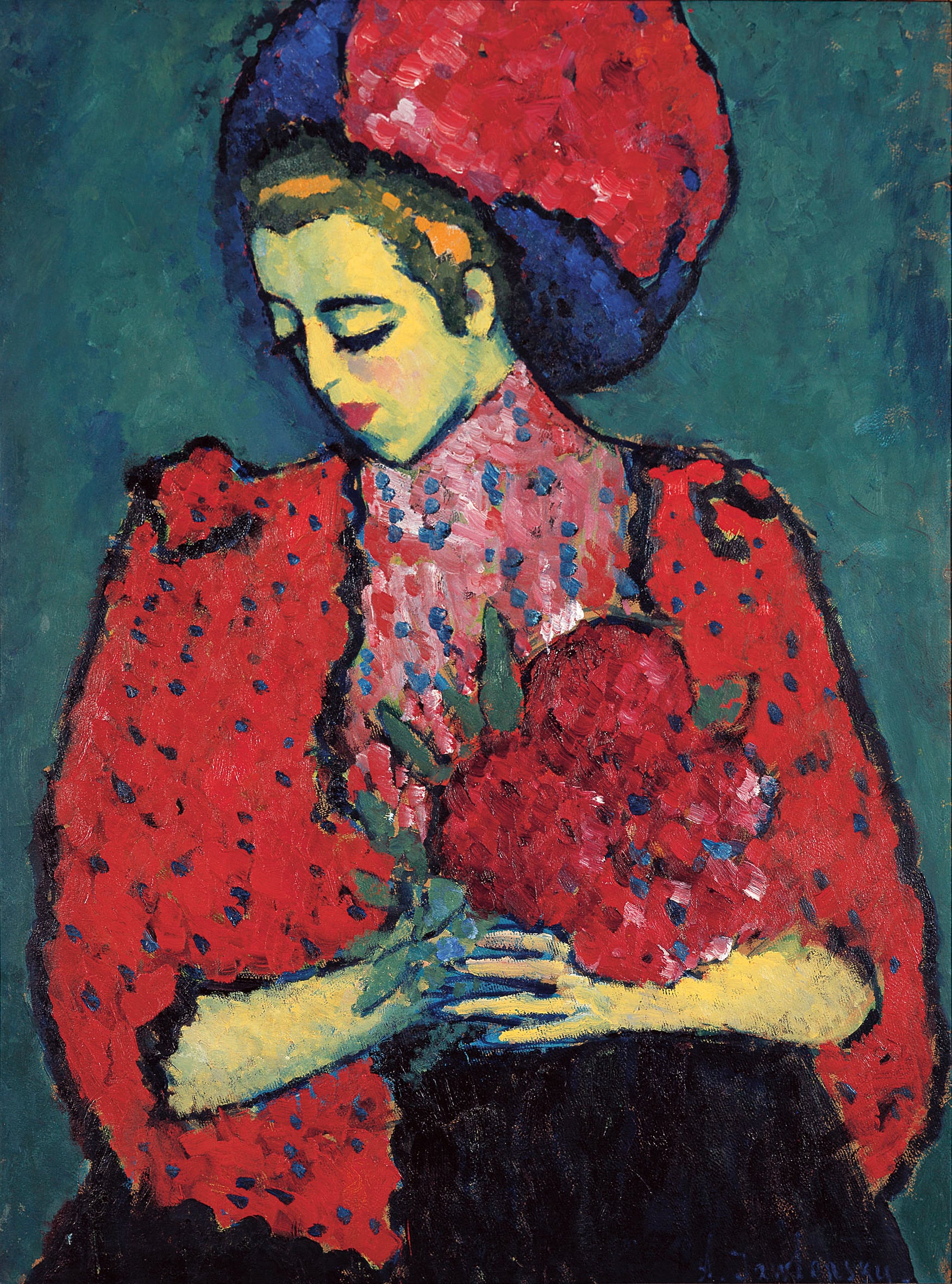 Young Girl with Peonies by Alexej Von Jawlensky