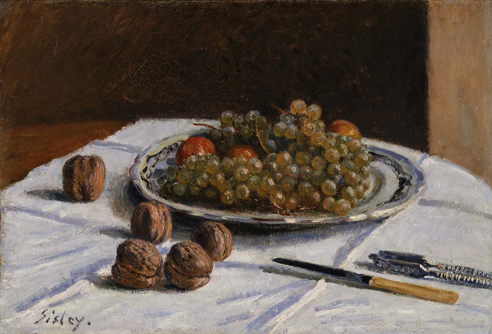 Grapes and Walnuts on a Table by Alfred Sisley