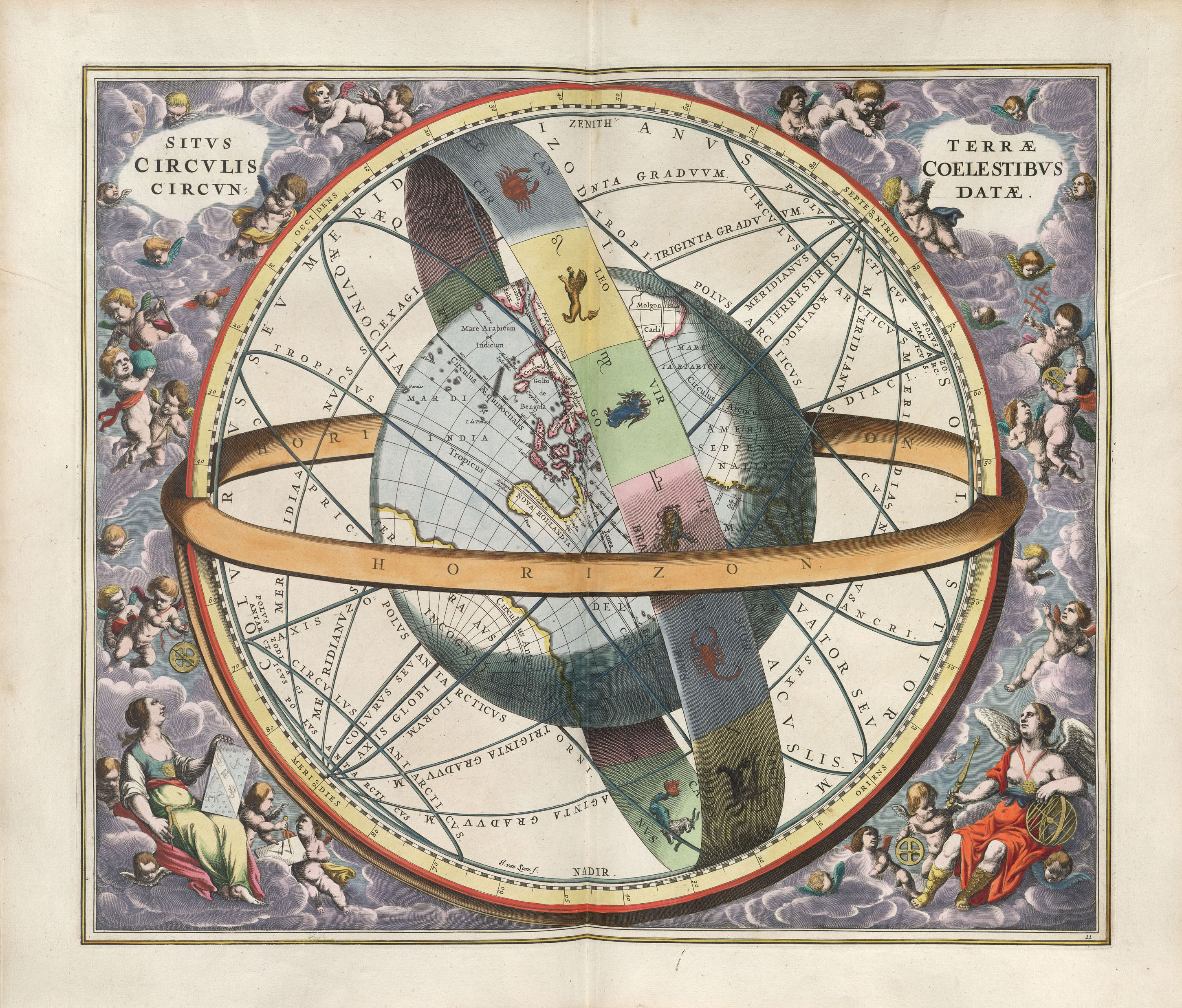 Harmonia Macrocosmica Plate 11 — The Location of the Earth by Andreas Cellarius