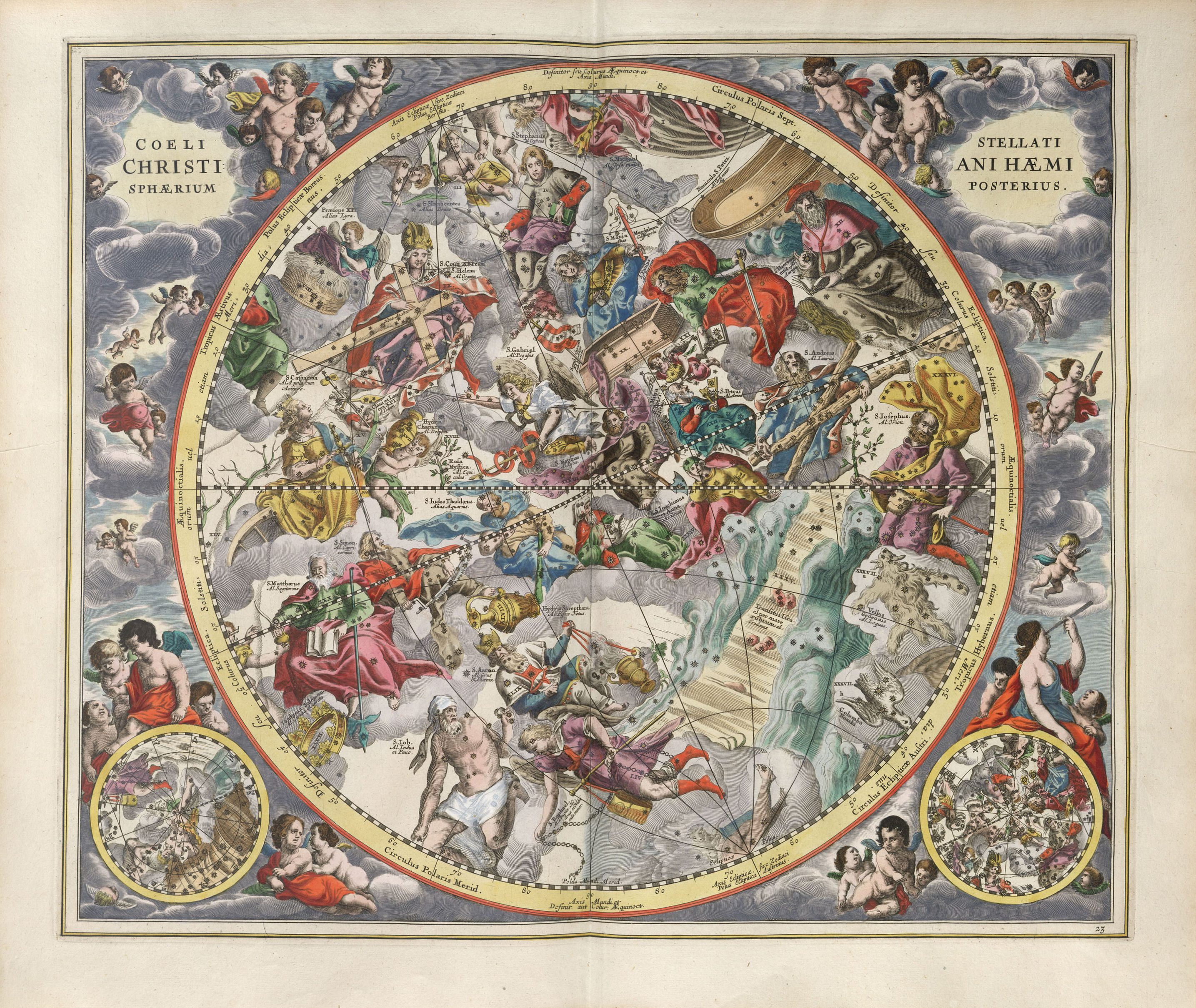 Harmonia Macrocosmica Plate 23 — Second Hemisphere by Andreas Cellarius