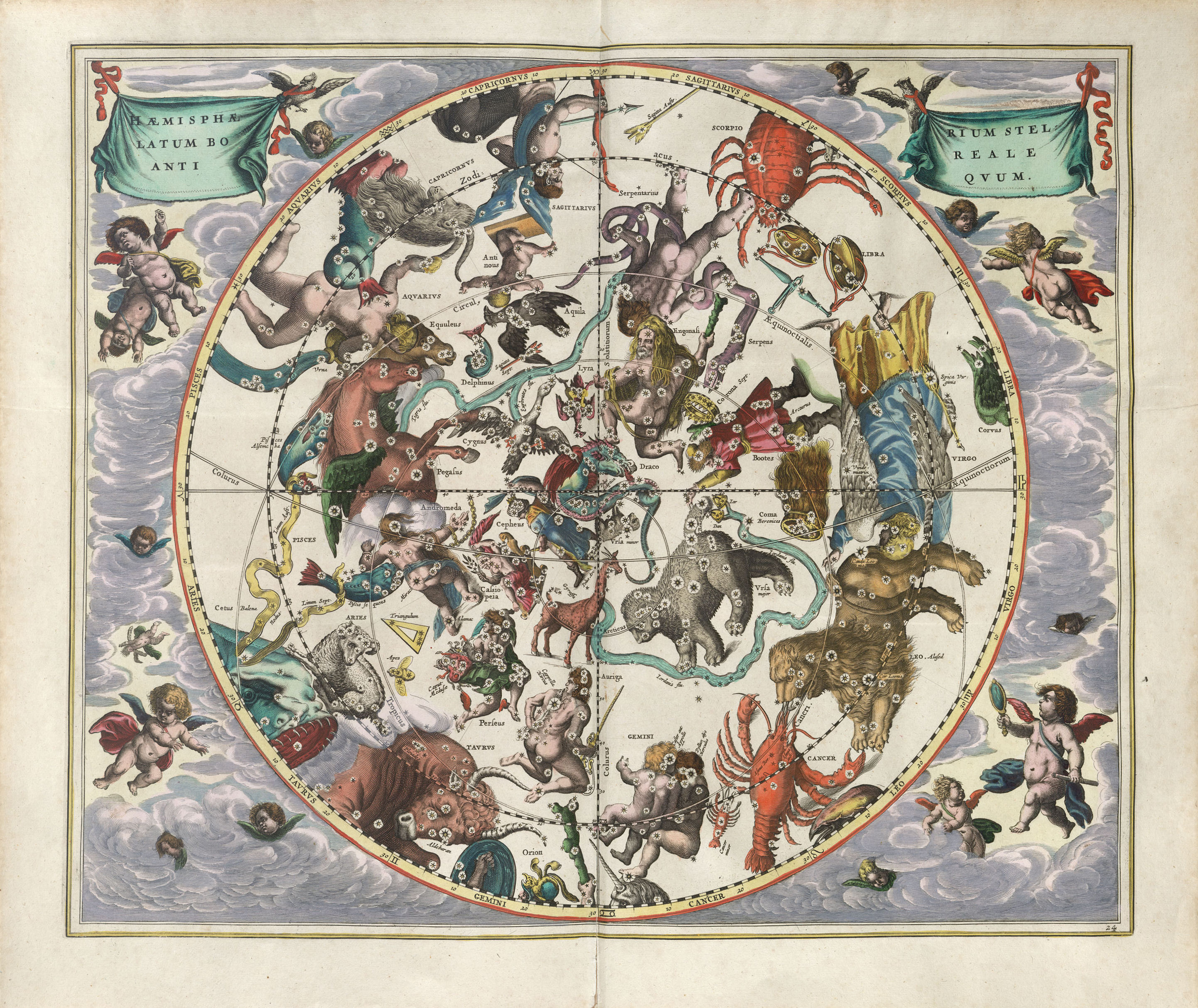 Harmonia Macrocosmica Plate 24 — Northern Stellar Hemisphere by Andreas Cellarius