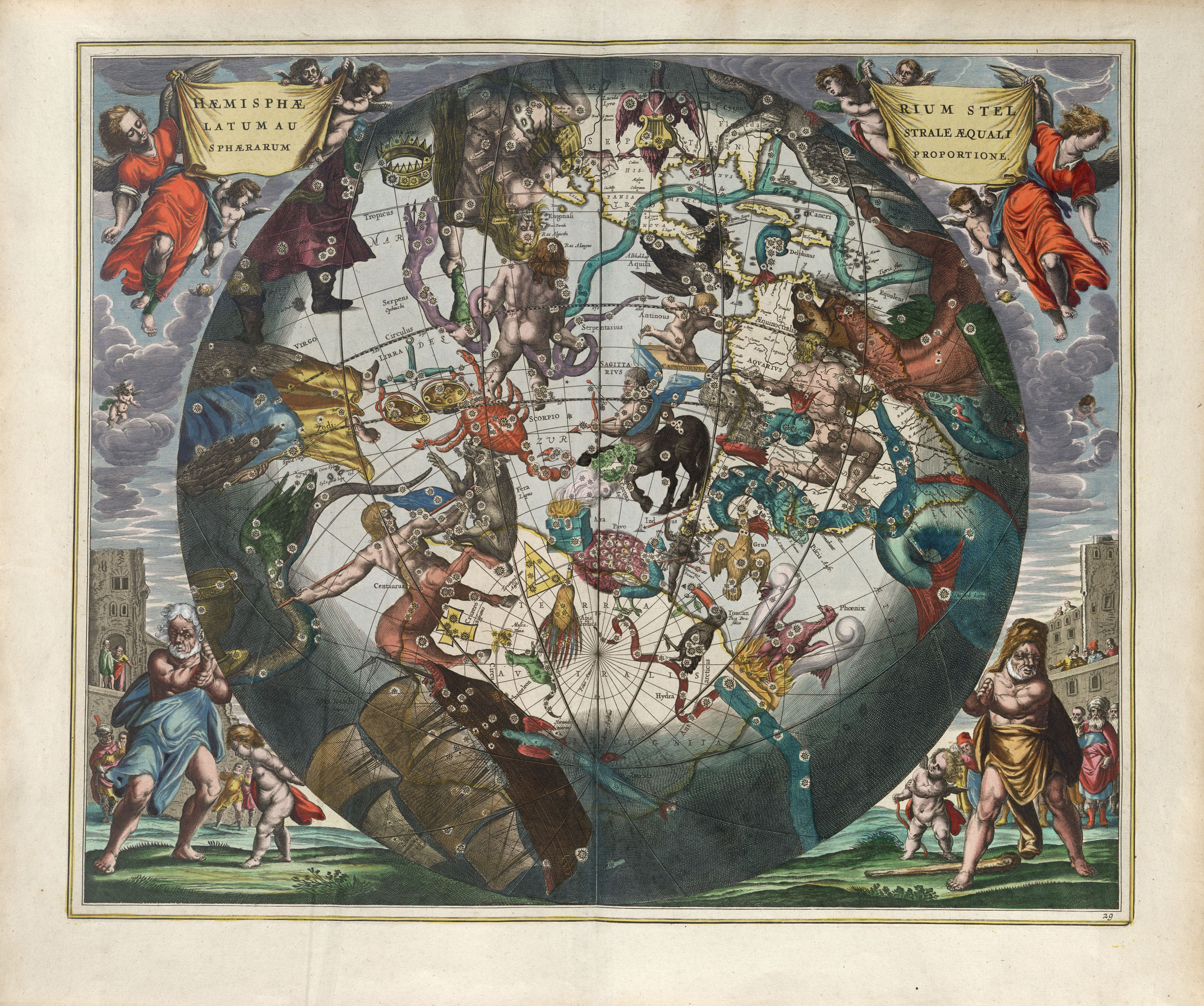 Harmonia Macrocosmica Plate 29 — Southern Stellar and
Terrestrial Hemisphere by Andreas Cellarius