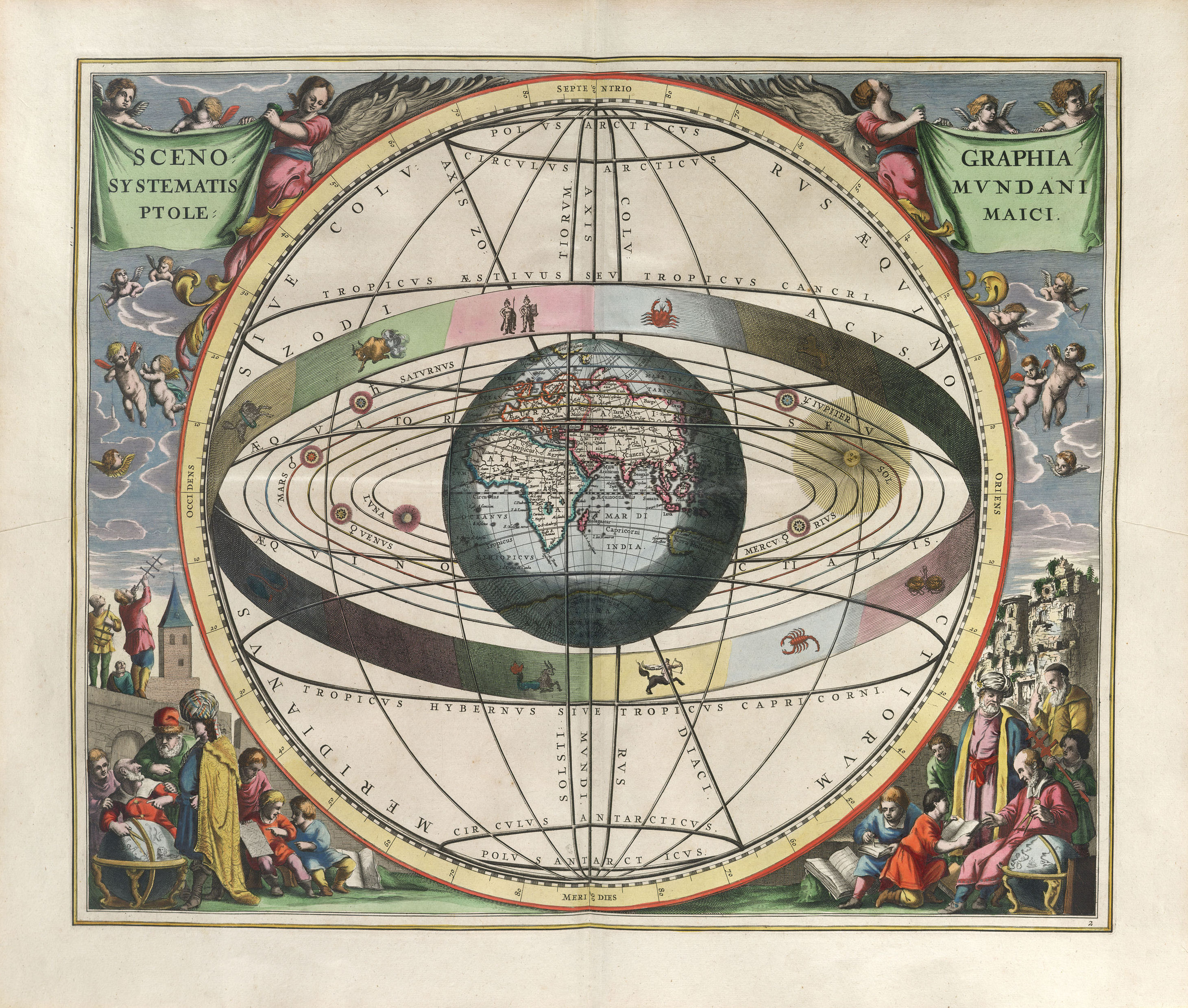 The Ptolemaic Cosmography by Andreas Cellarius