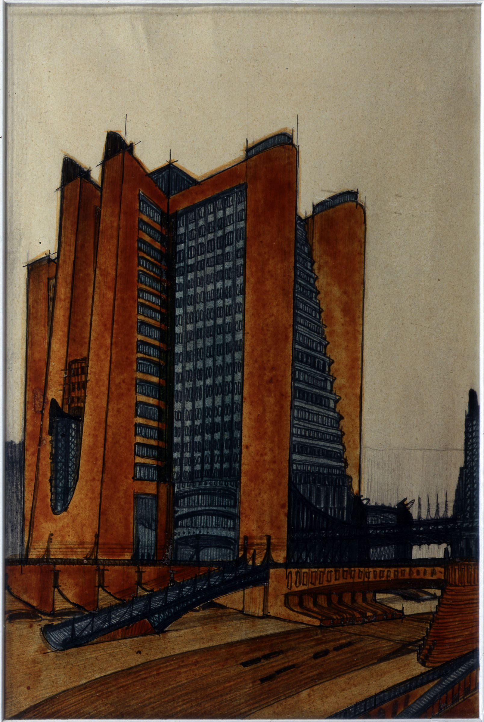 The New City — House Stairs with External Lifts by Antonio Sant'Elia