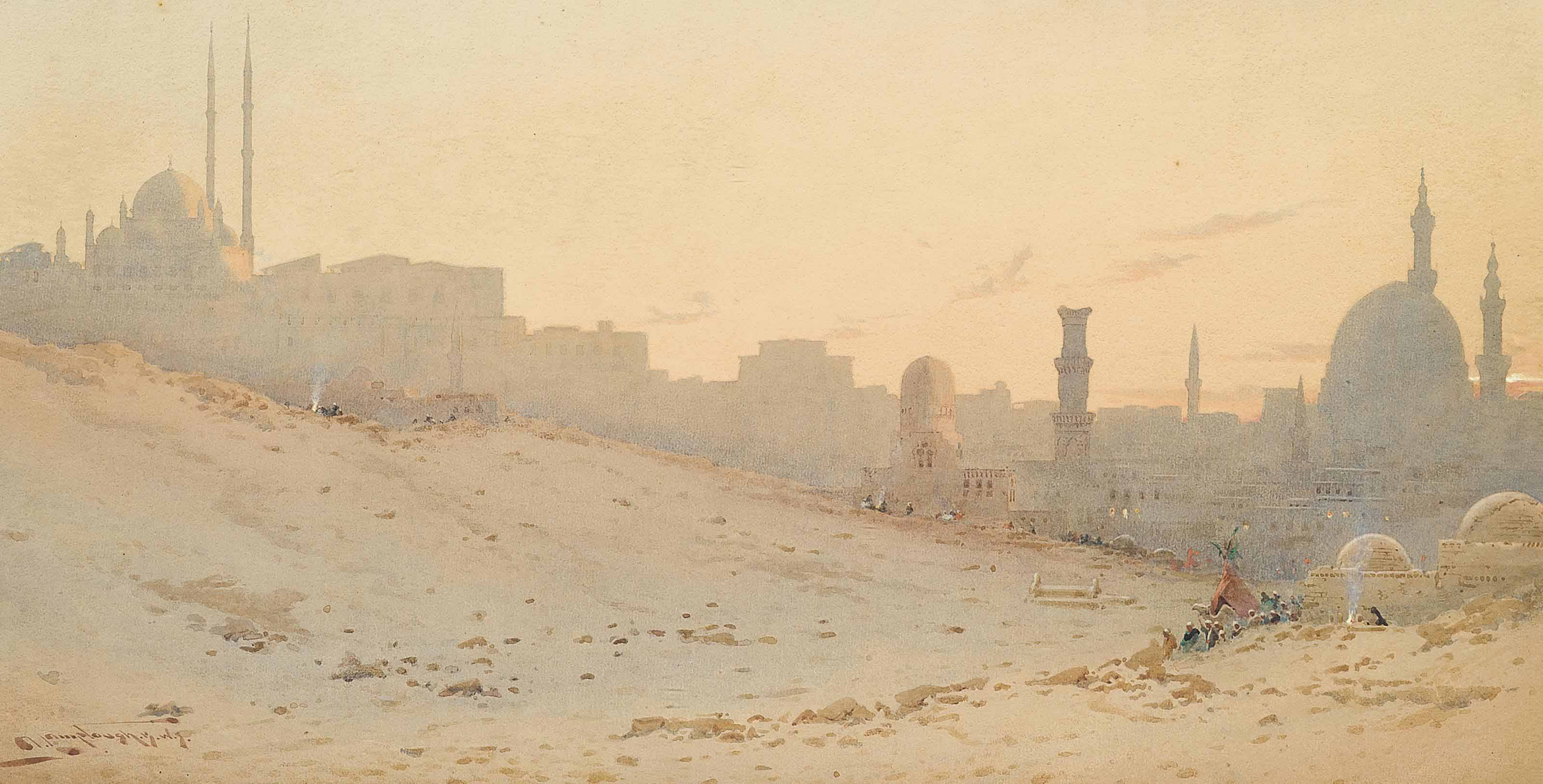 Cairo at dusk, Egypt by Augustus Osborne Lamplough