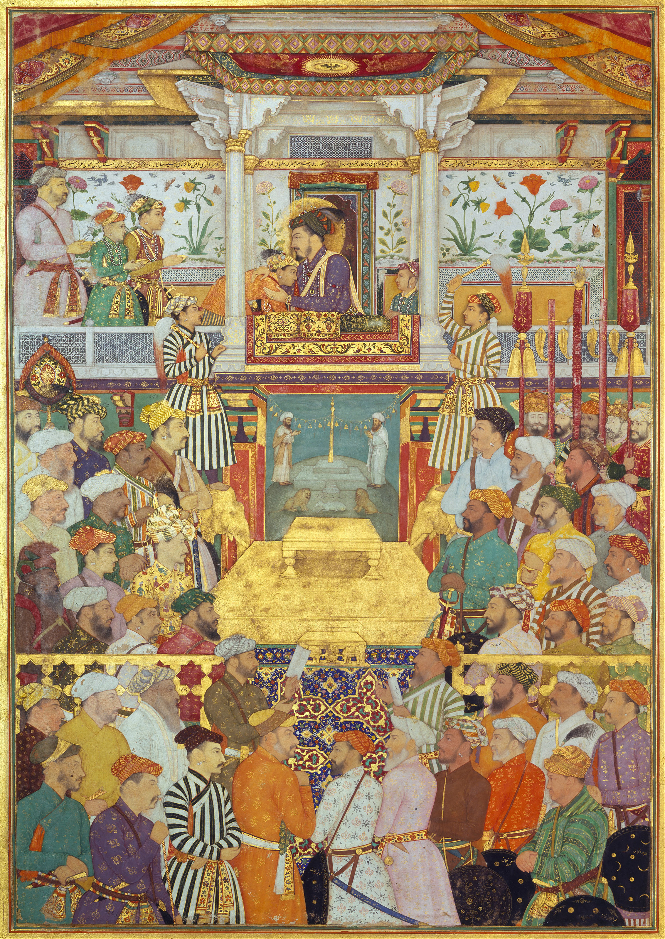Shah-Jahan receives his three eldest sons and Asaf Khan during his
accession ceremonies by Bichitr