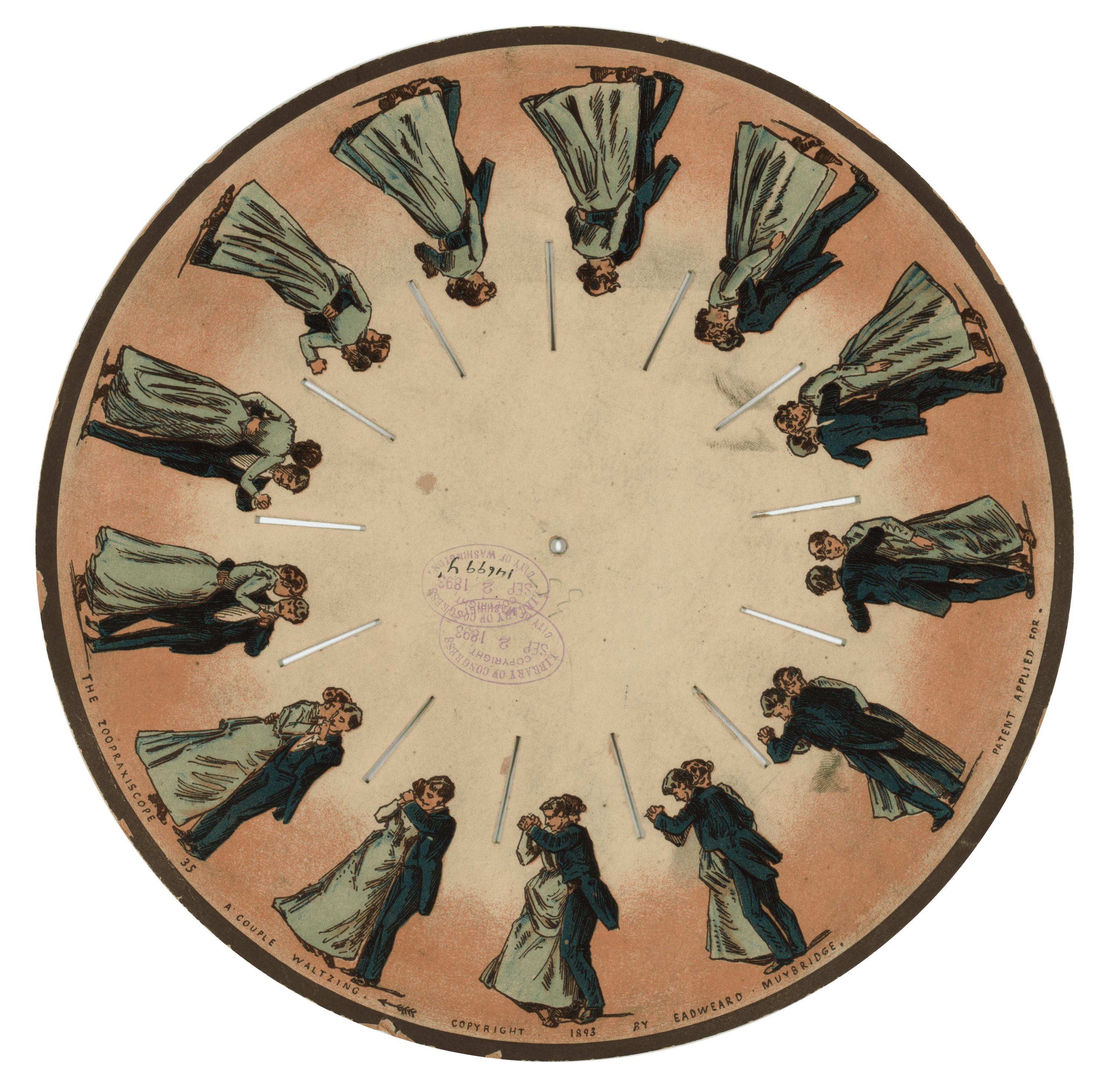 Zoopraxiscope, a couple waltzing by Eadweard Muybridge