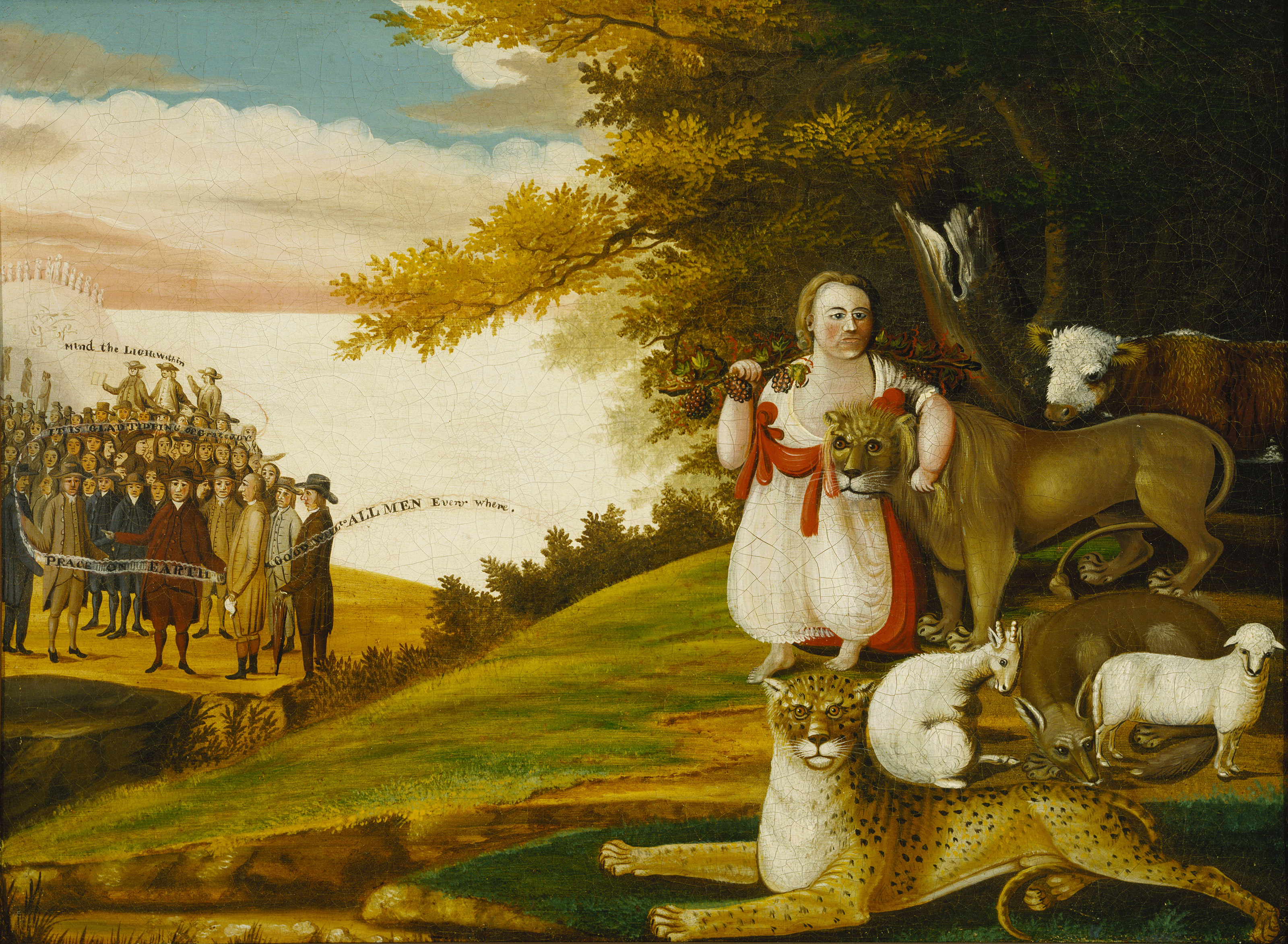 Peaceable Kingdom with Quakers Bearing Banners by Edward Hicks