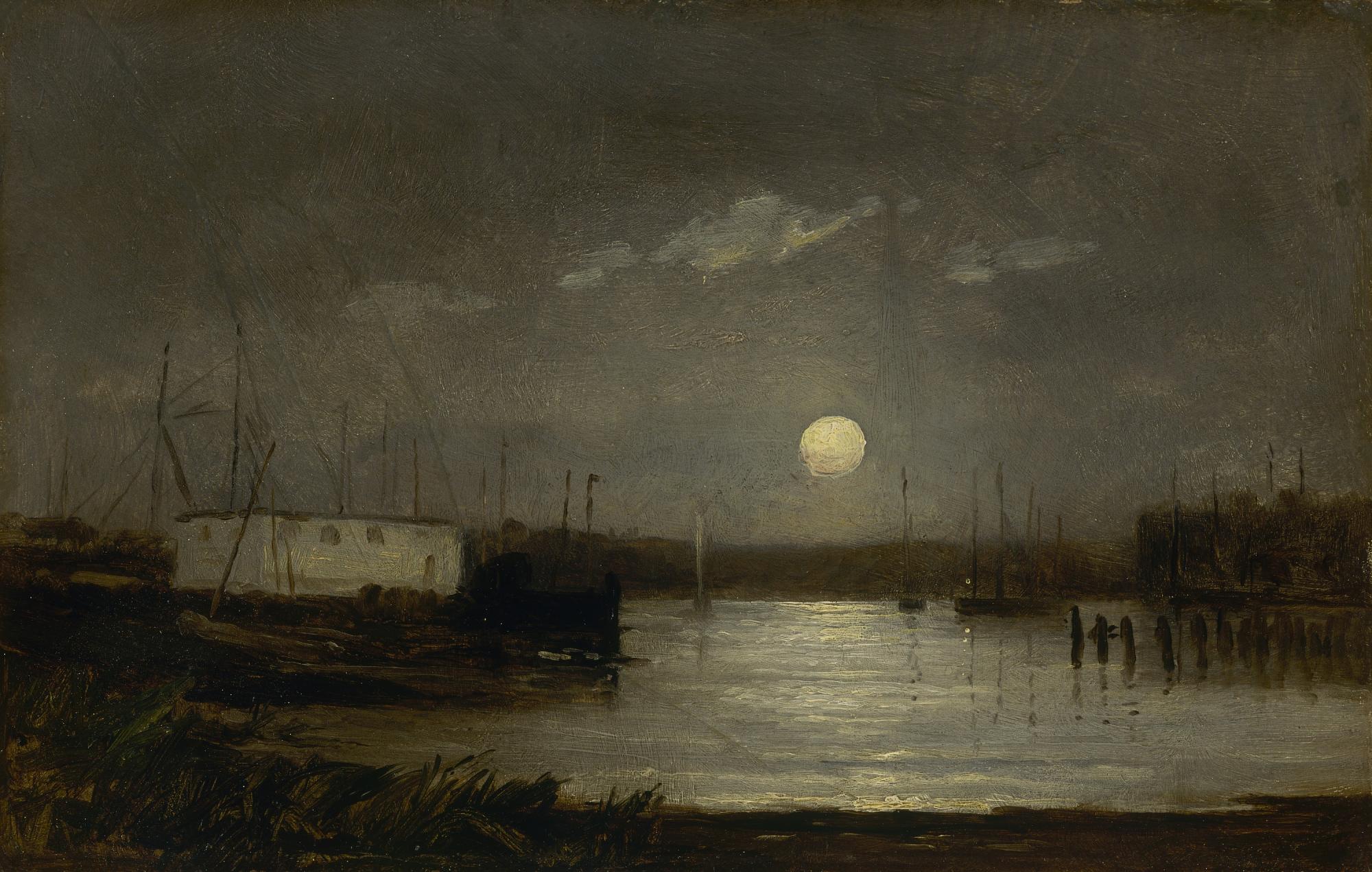 Untitled, Moon Over a Harbor by Edward Mitchell Bannister