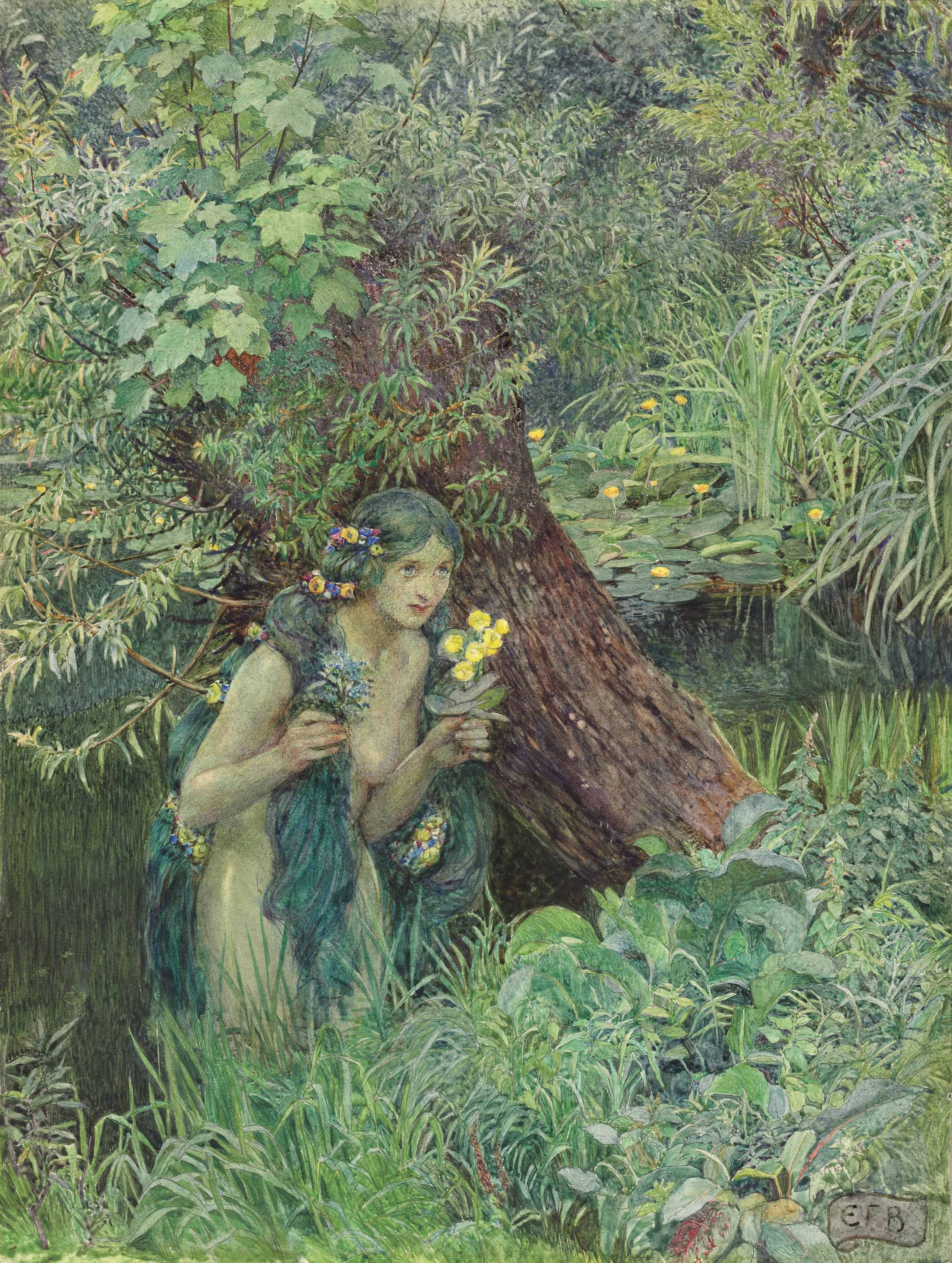 With goodly greenish locks, all loose untied by Eleanor Fortescue-Brickdale