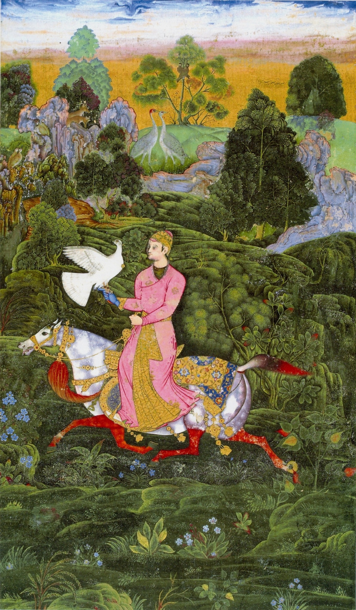 Sultan Ibrahim Adil Shah II Khan Hunting with a Hawk by Farrukh Beg