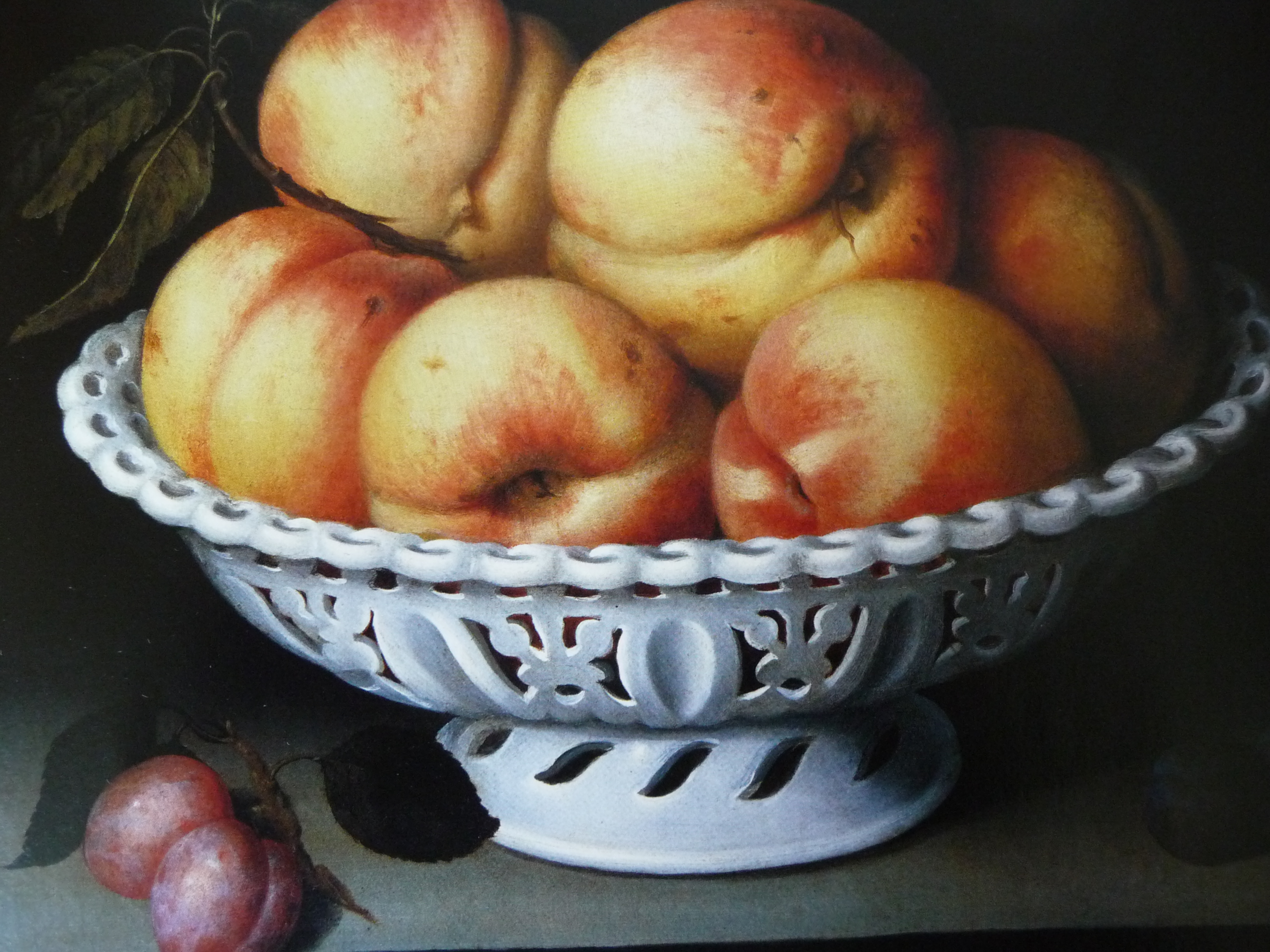 Peaches in a White Ceramic Basket by Fede Galizia