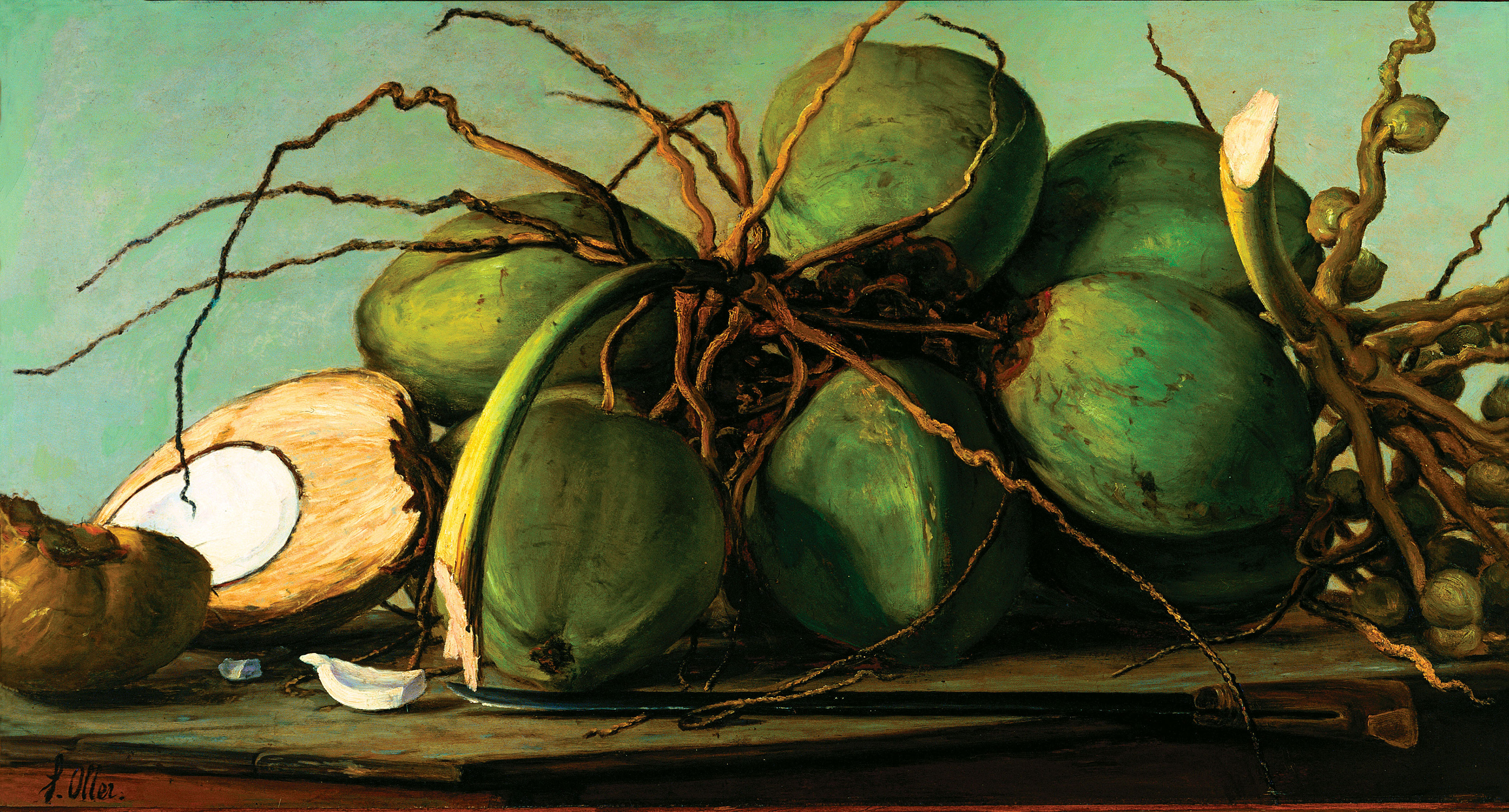 Still Life with Coconuts by Francisco Oller