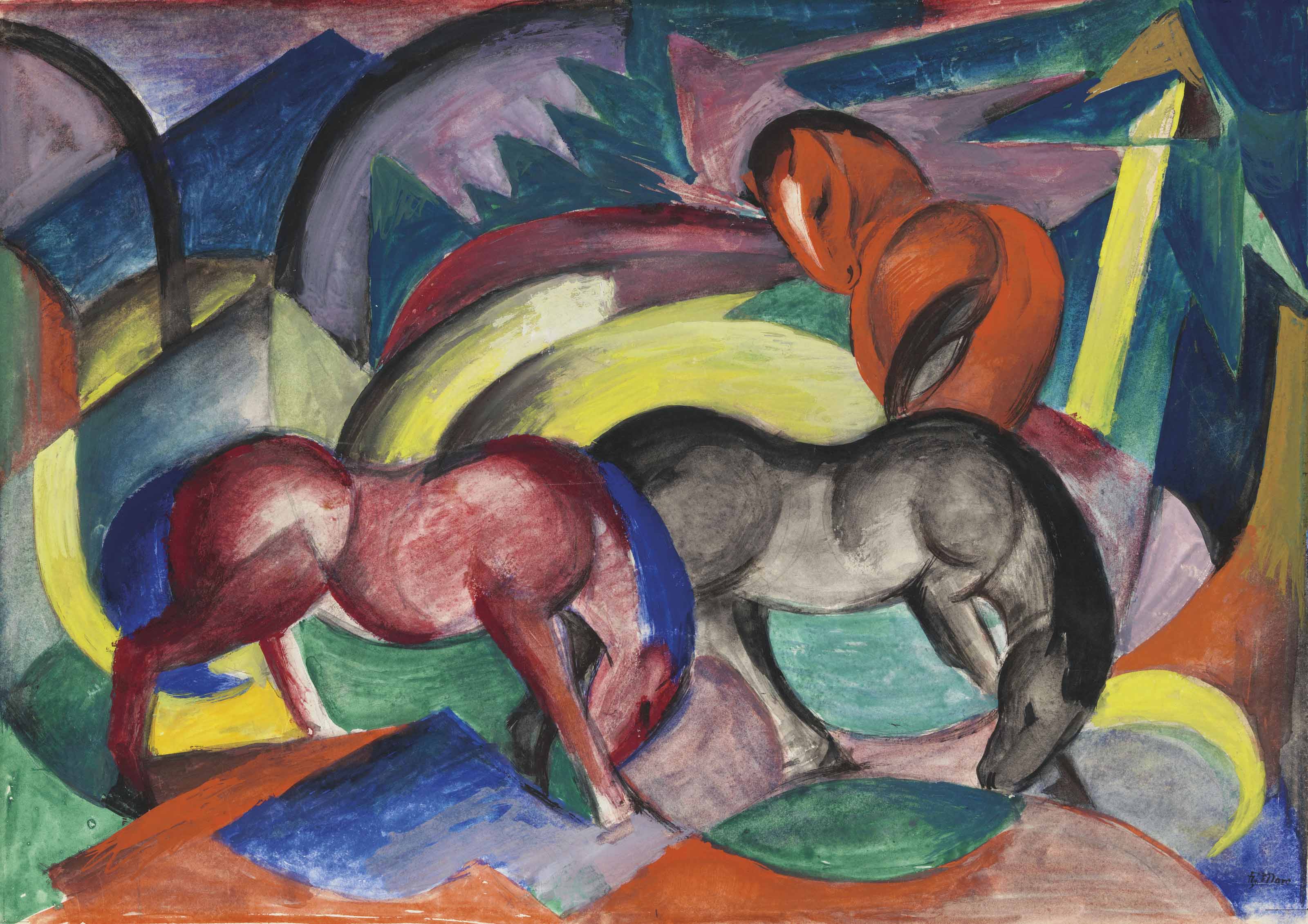 Three Horses by Franz Marc