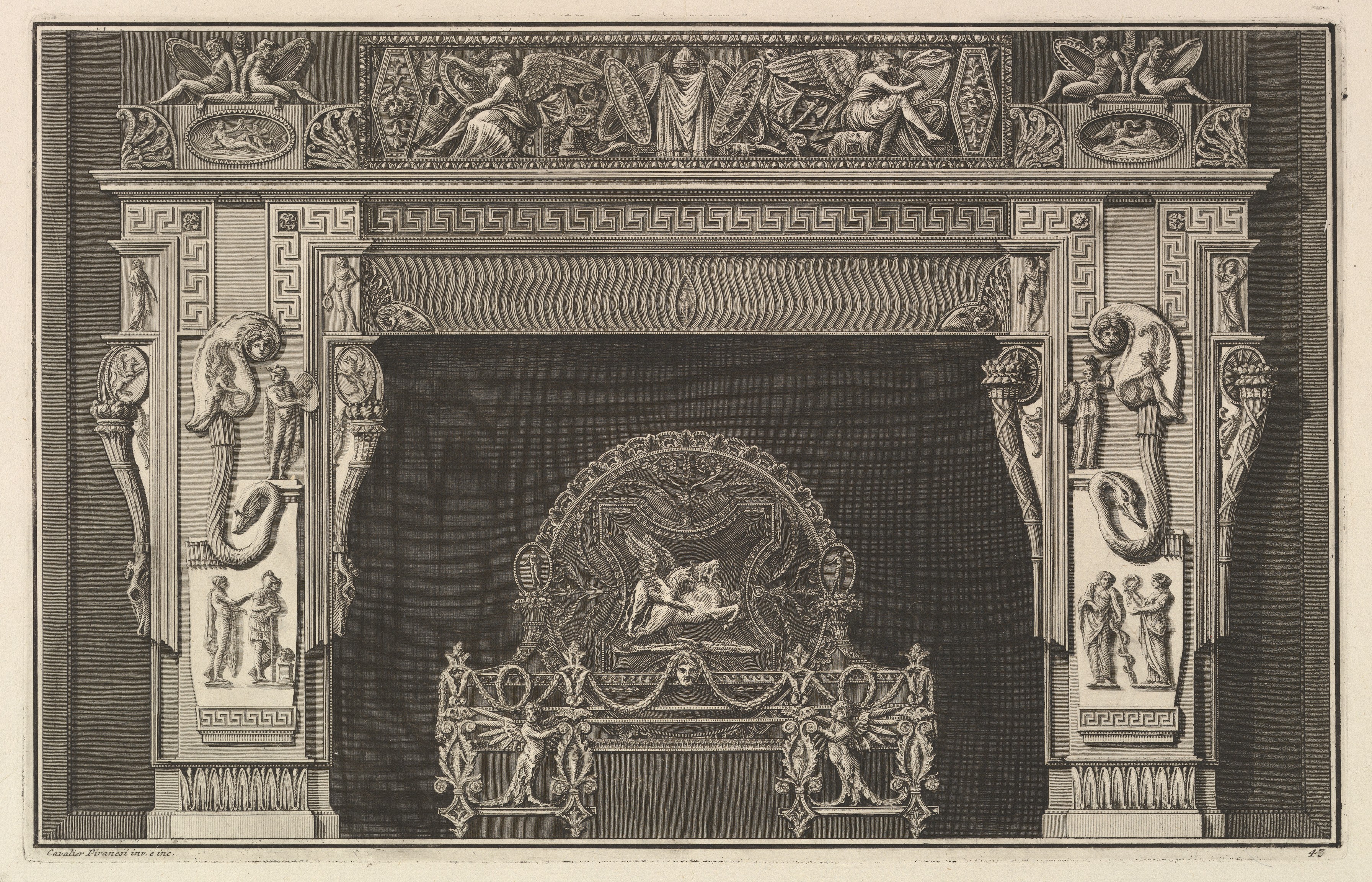 Chimneypiece: Frieze of Trophies and Winged Victories by Giovanni Battista Piranesi