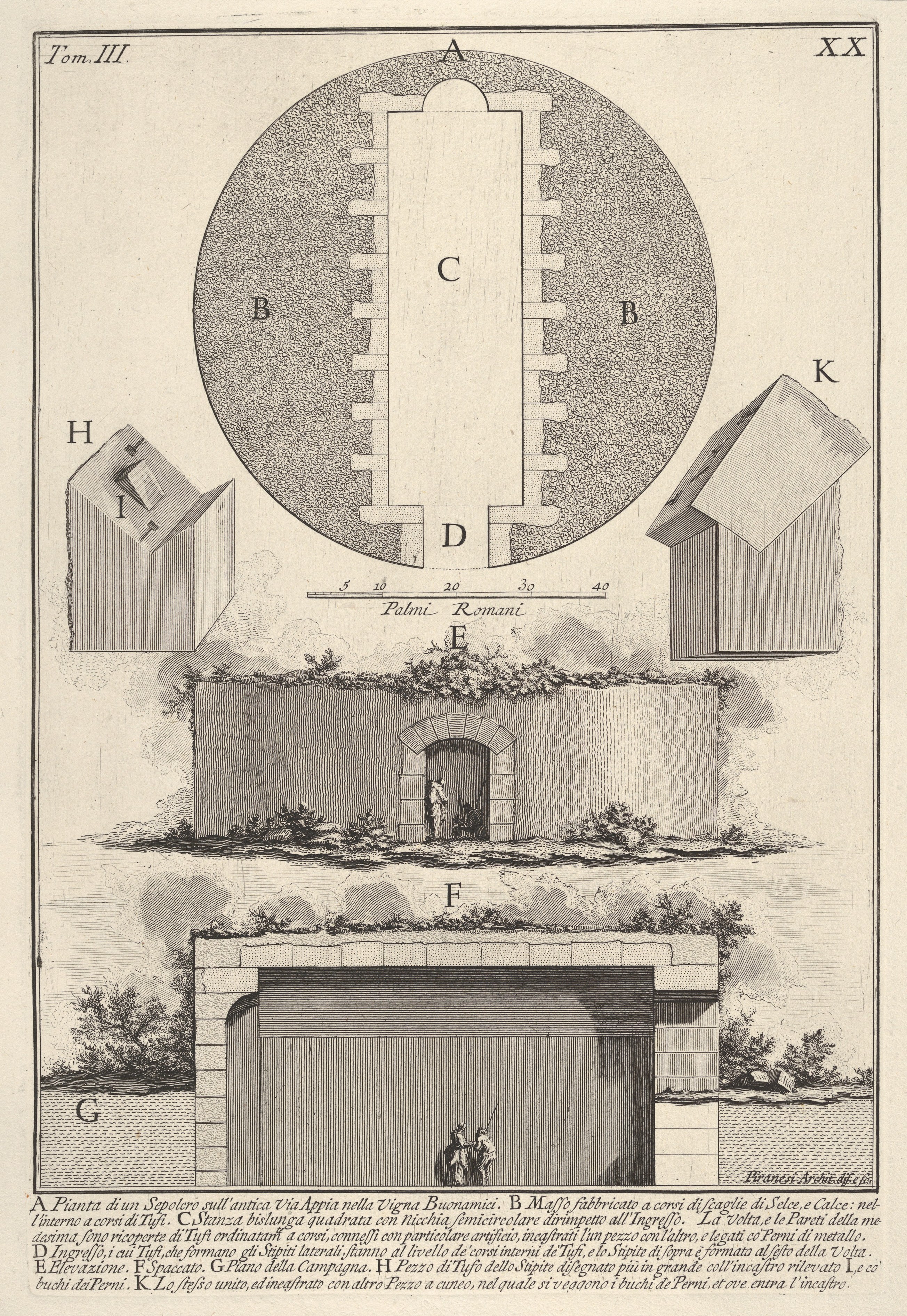 Plan of a Tomb on the Appian Way in Vigna Buonamici by Giovanni Battista Piranesi