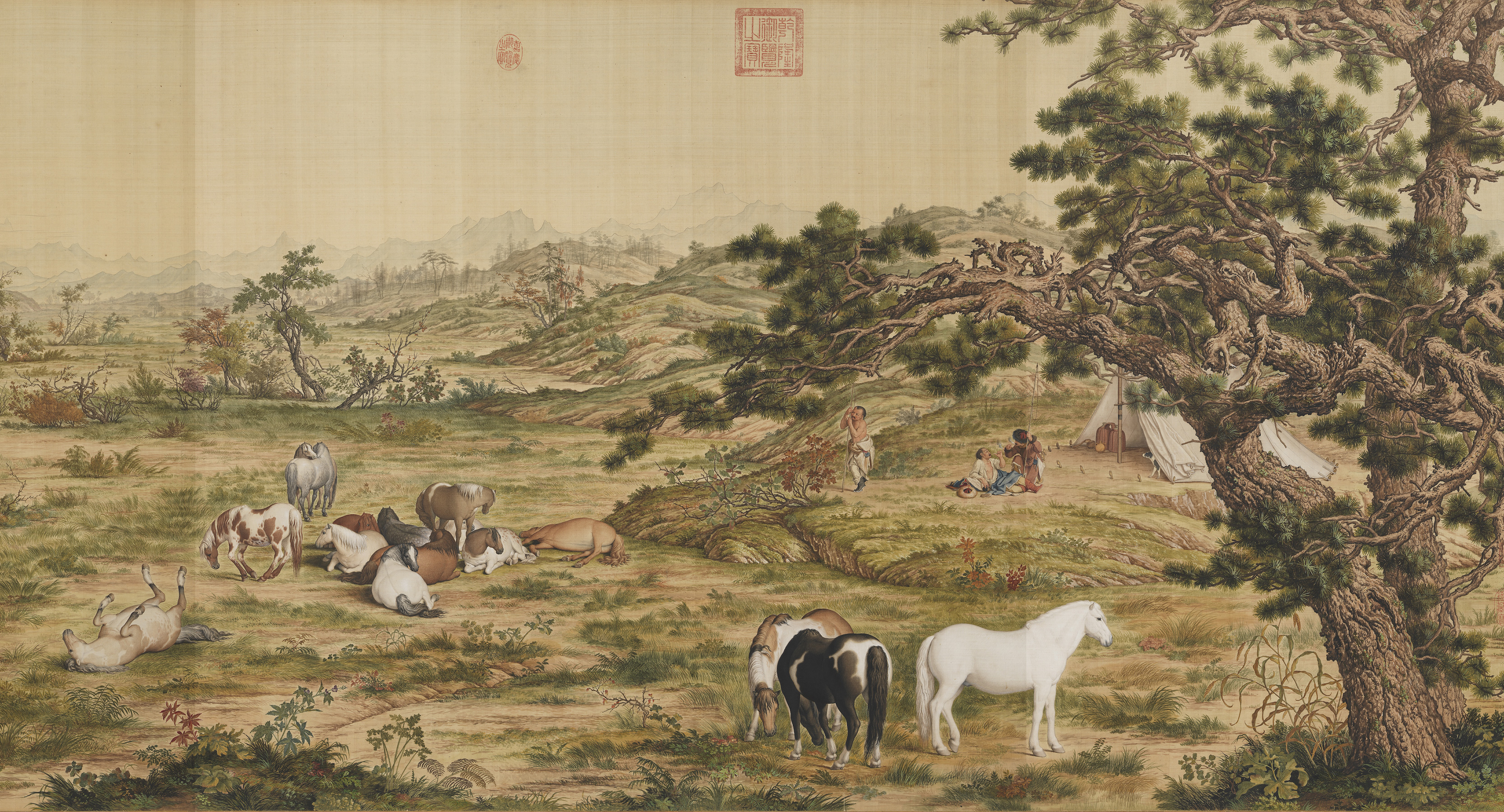 One Hundred Horses — Detail 5 by Giuseppe Castiglione (郎世寧)