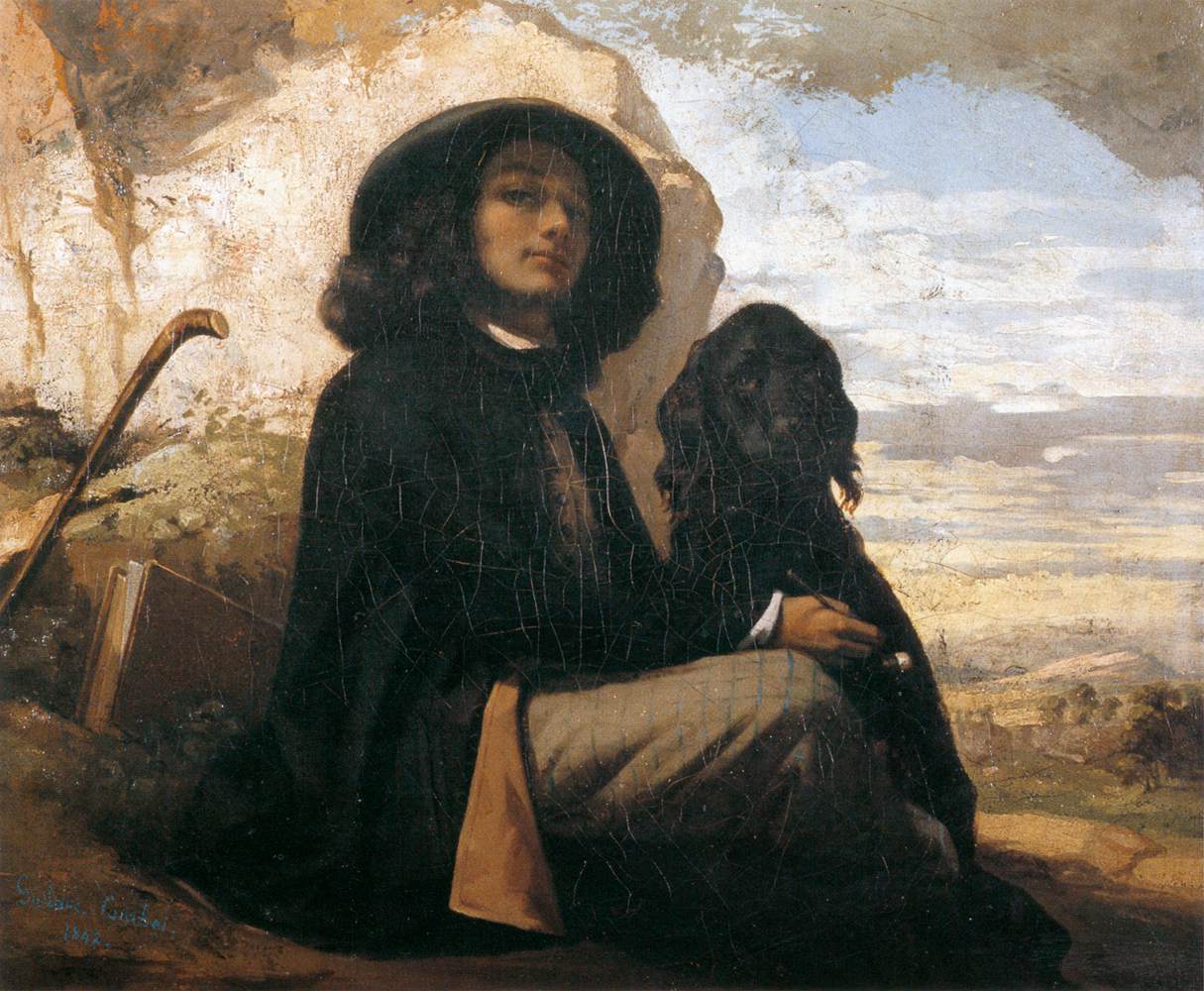 Self Portrait with Black Dog by Gustave Courbet