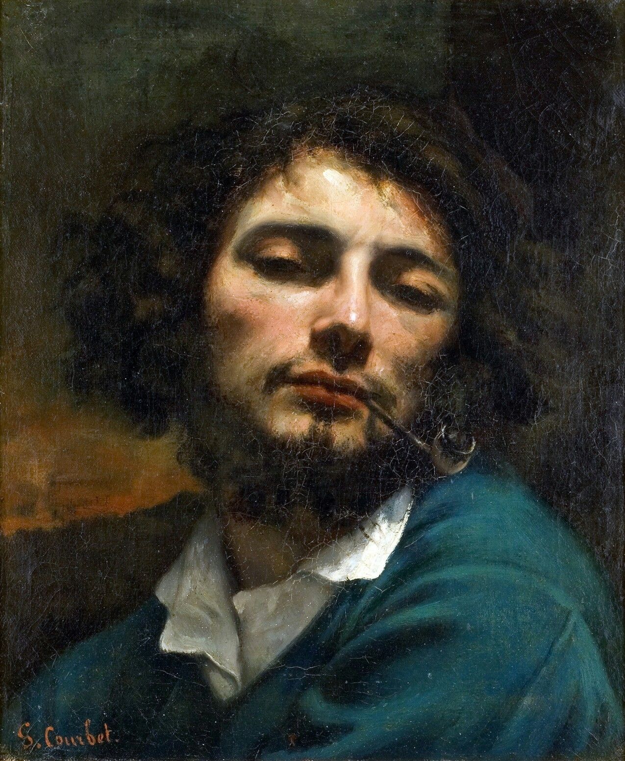 Self Portrait with Pipe by Gustave Courbet
