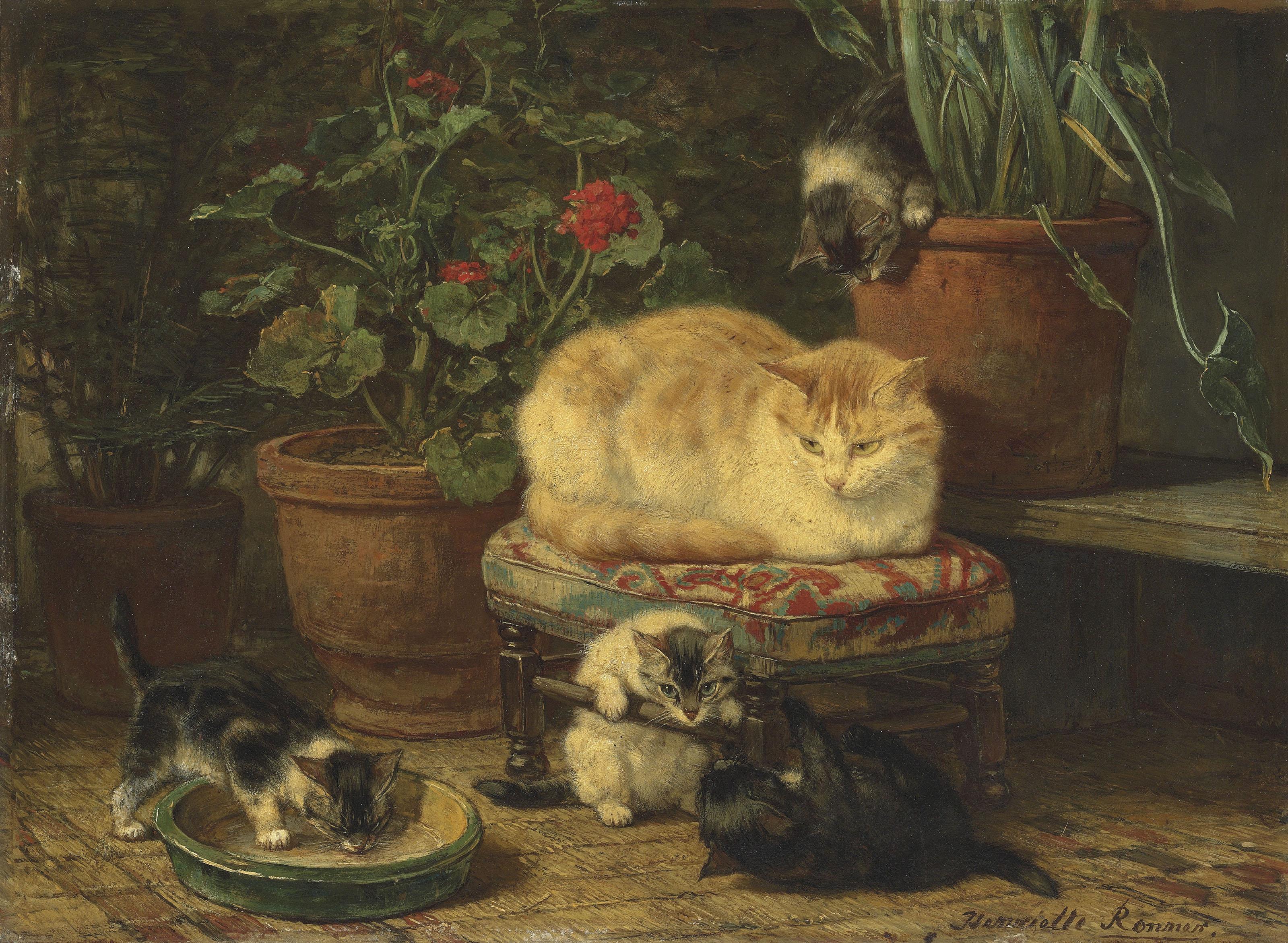 Kittens at play by Henriëtte Ronner-Knip