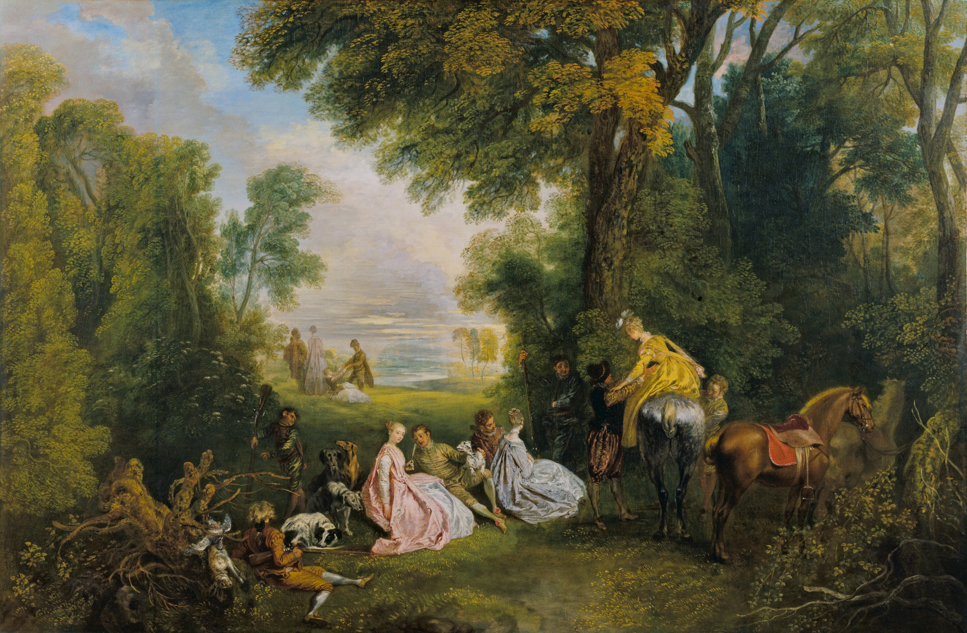 The Halt during the Chase by Jean-Antoine Watteau