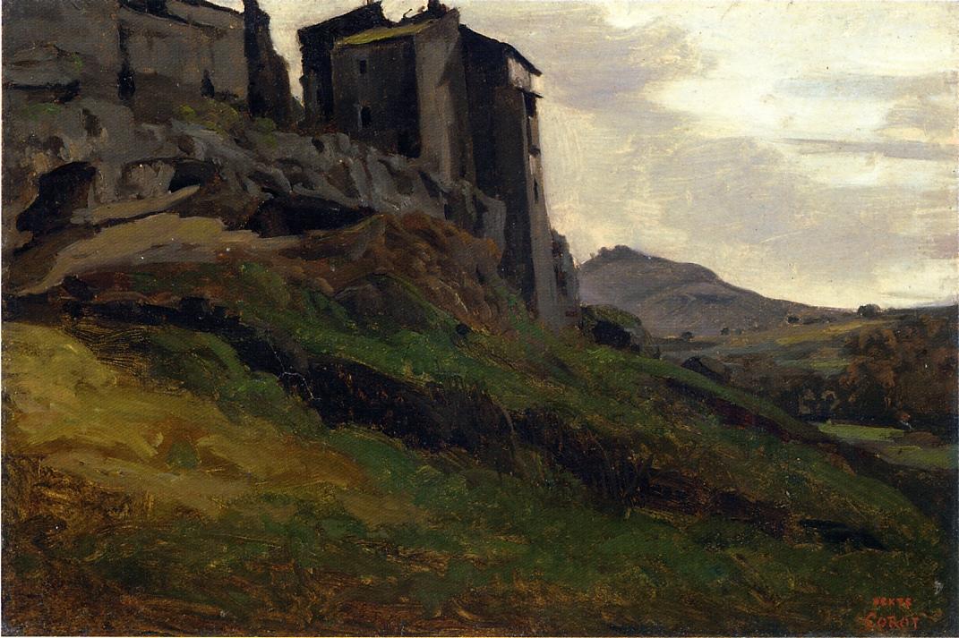 Marino, Large Buildings on the Rocks by Jean-Baptiste Camille Corot