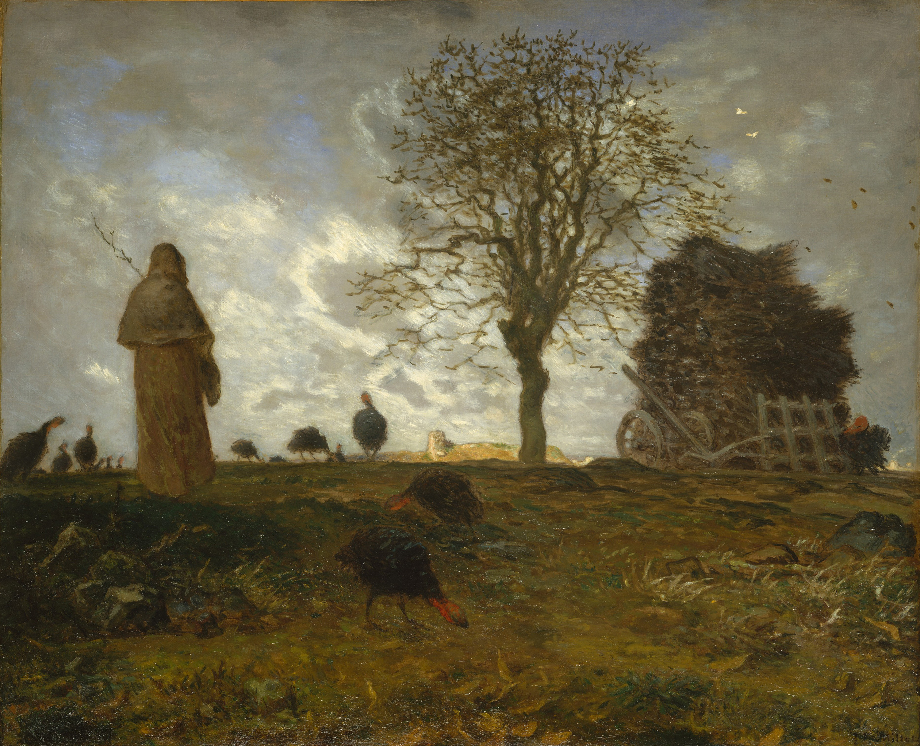Autumn Landscape with a Flock of Turkeys by Jean-François Millet