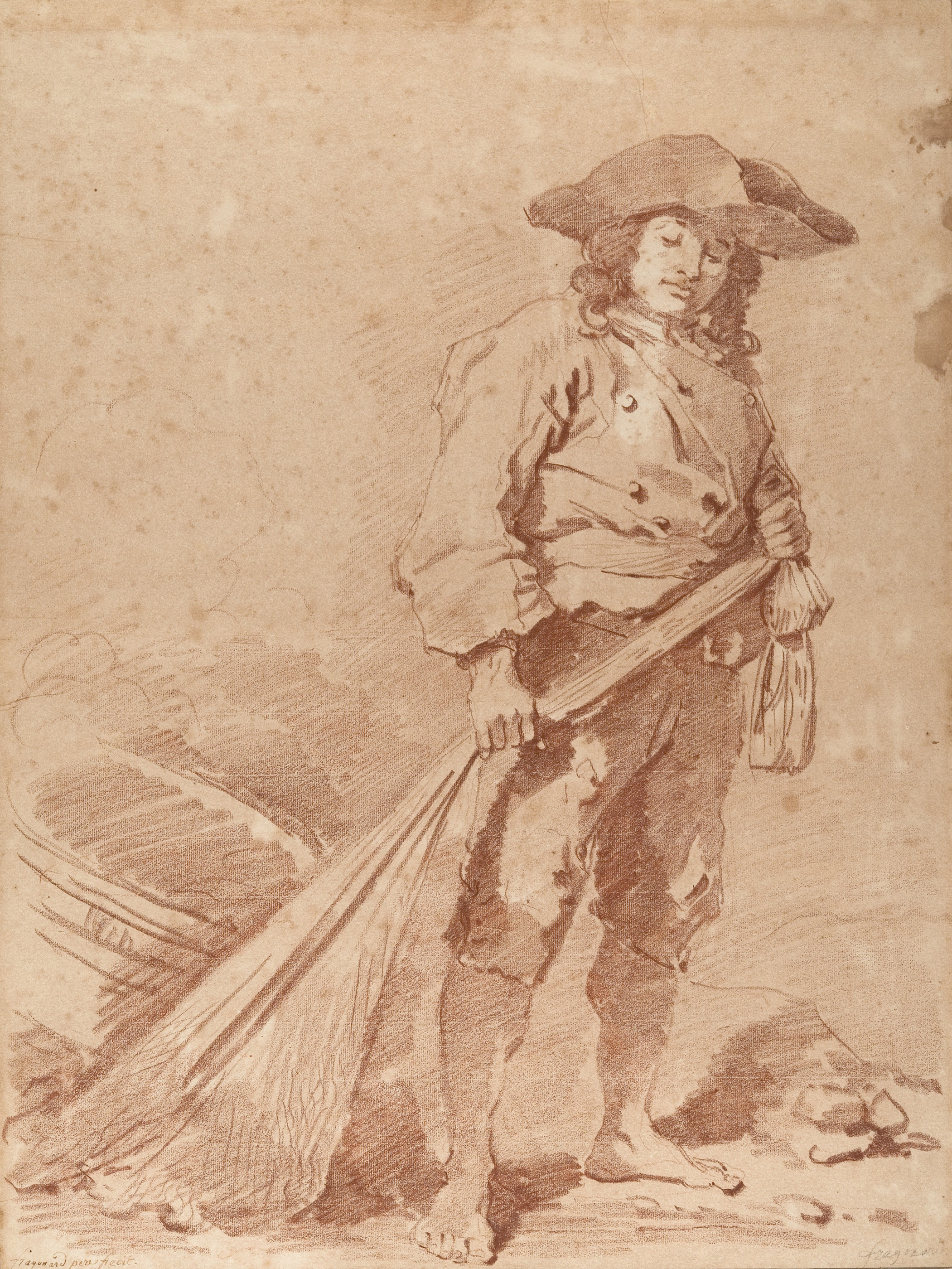 A Fisherman Pulling a Net by Jean-Honoré Fragonard
