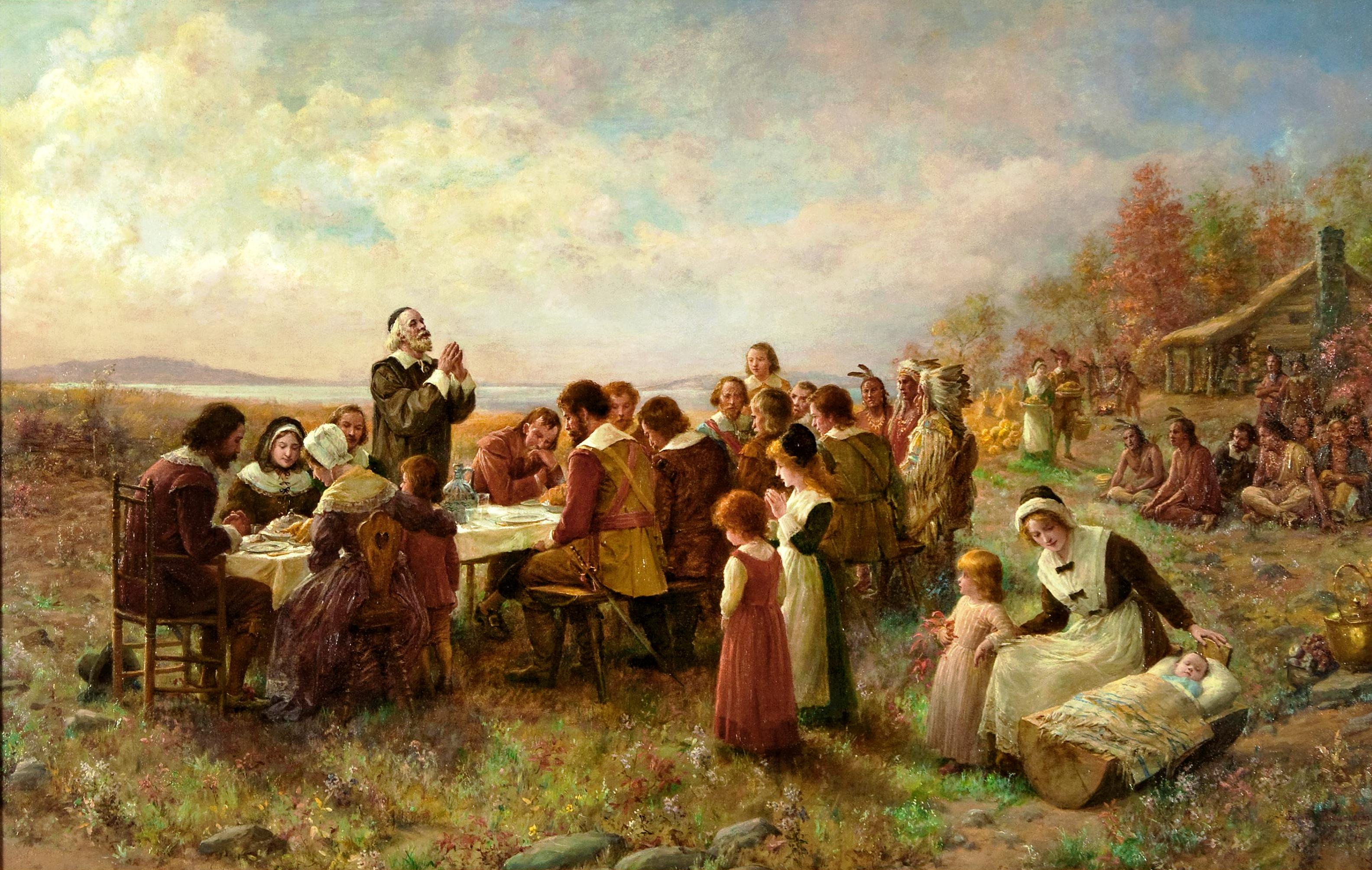 The First Thanksgiving at Plymouth, 1914 by Jennie Augusta Brownscombe