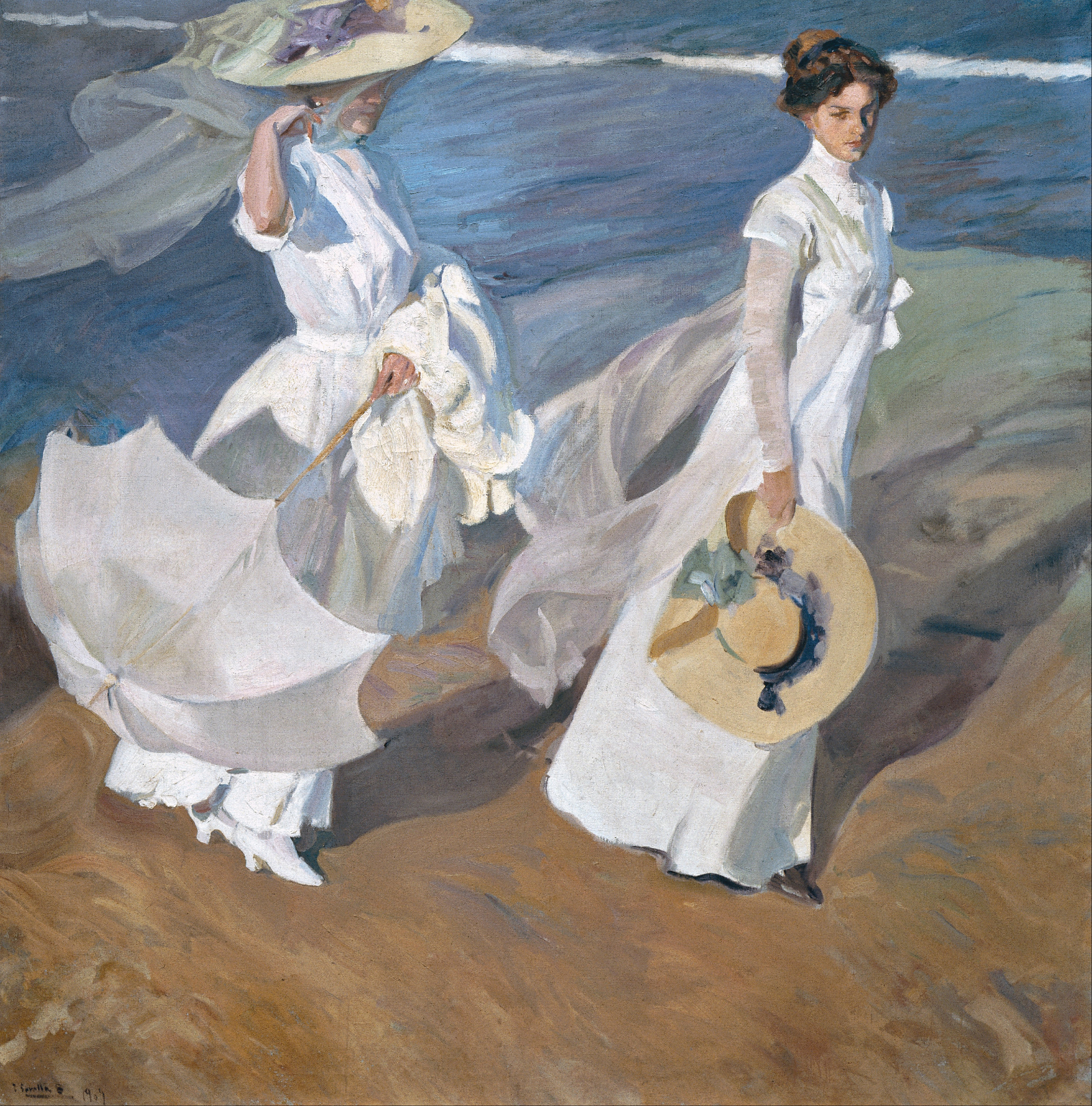 Walk on the Beach by Joaquín Sorolla