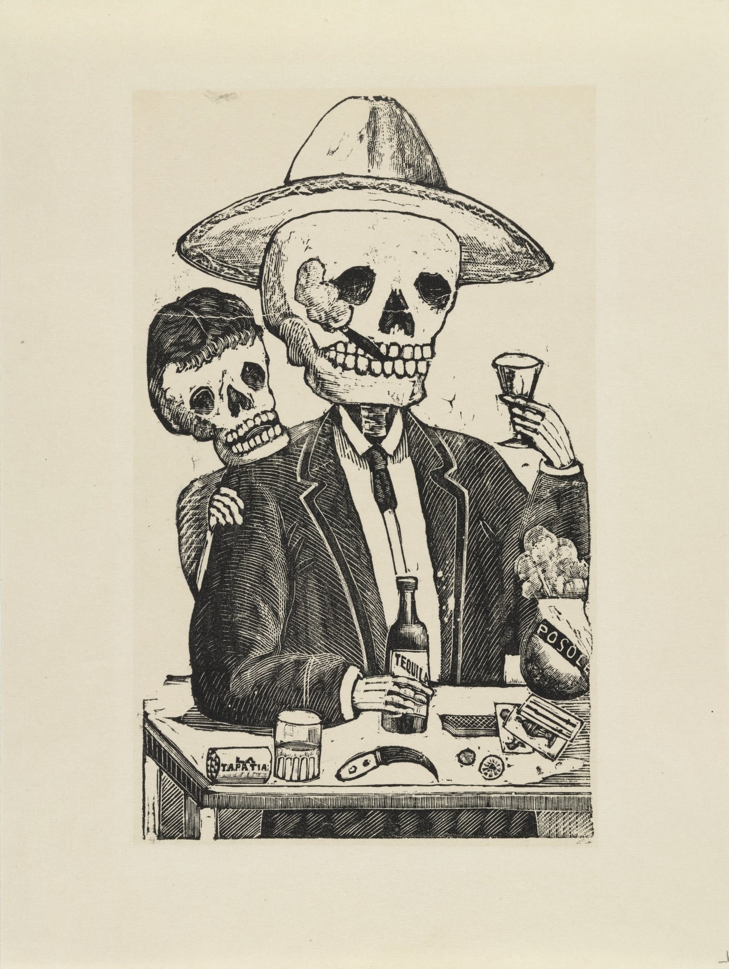 Alcoholic Calavera by José Guadalupe Posada