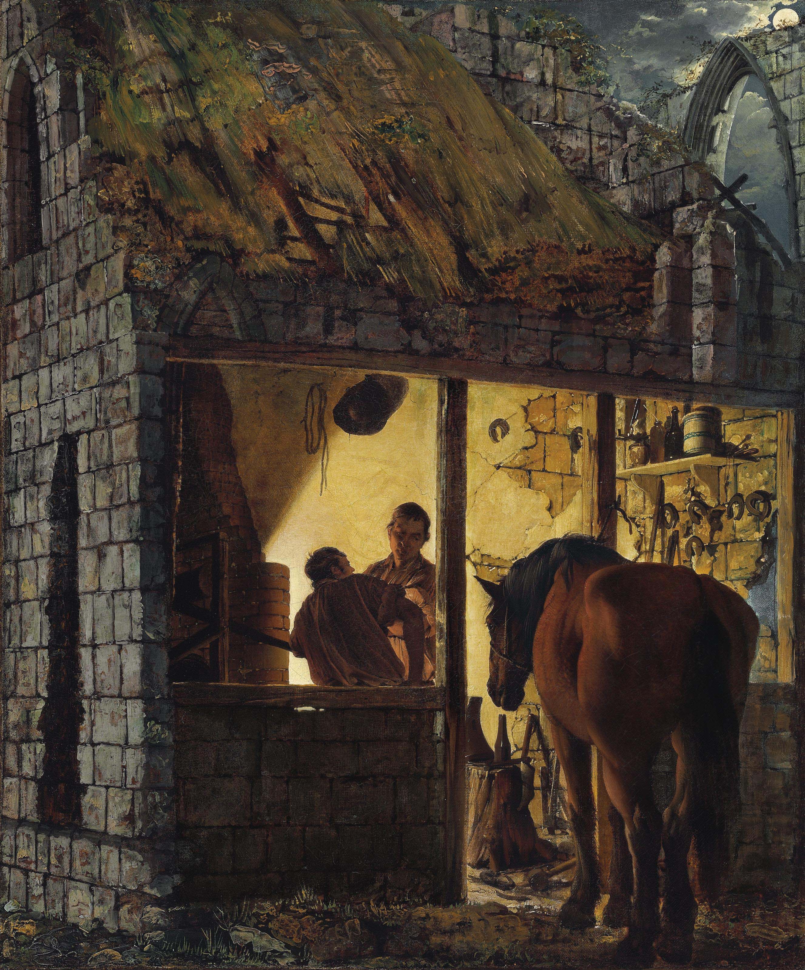 A Blacksmith's Shop by Joseph Wright of Derby