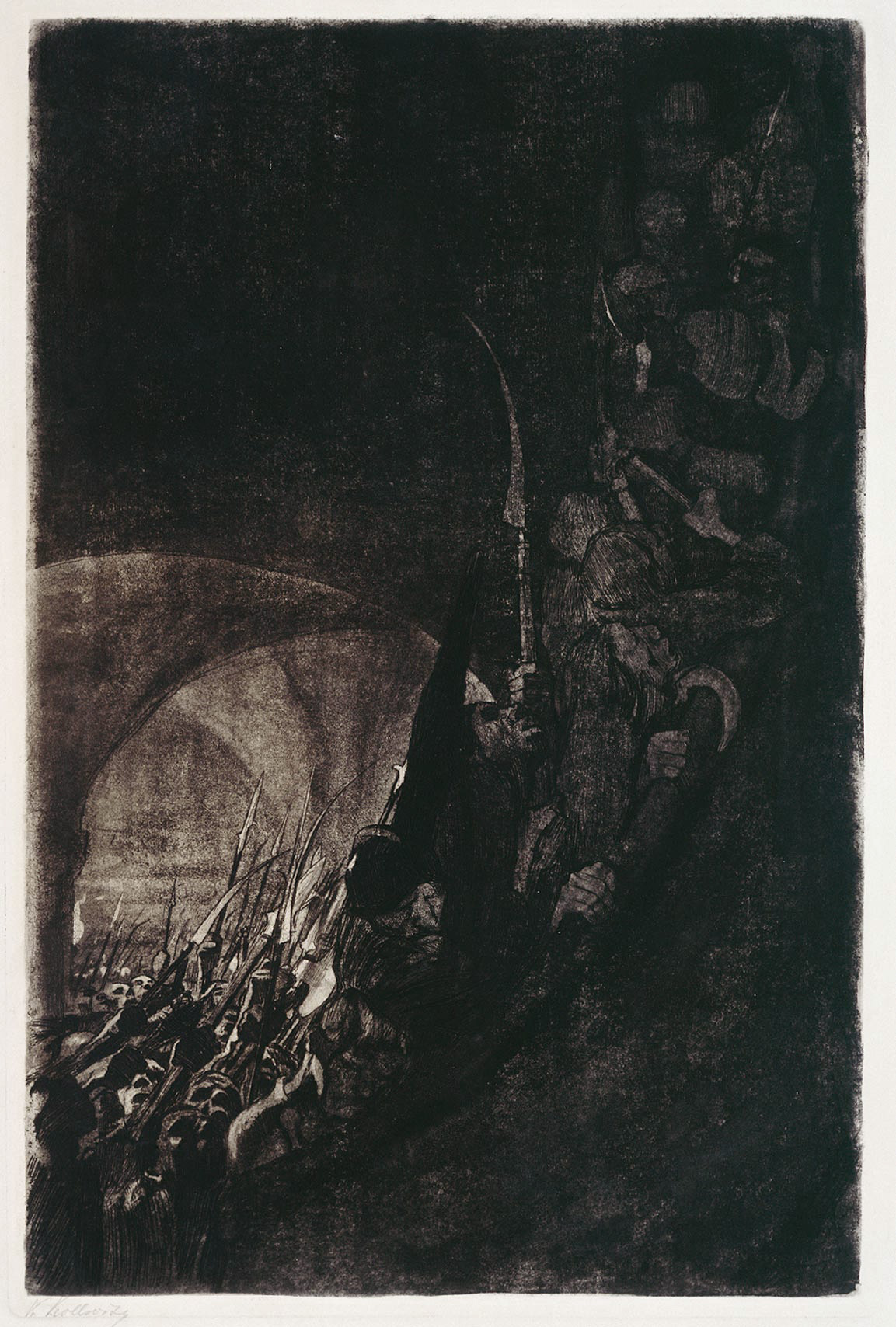 Peasant War print 4: Seizing Weapons by Käthe Kollwitz