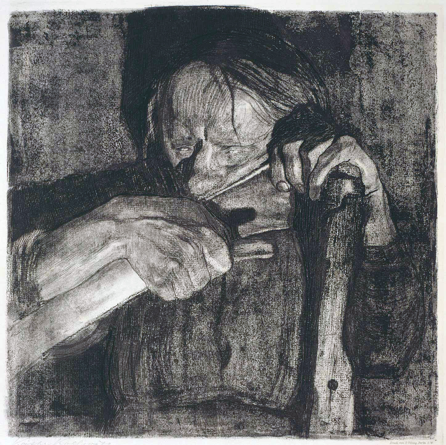 Peasant War print 3: Whetting the Scythe by Käthe Kollwitz