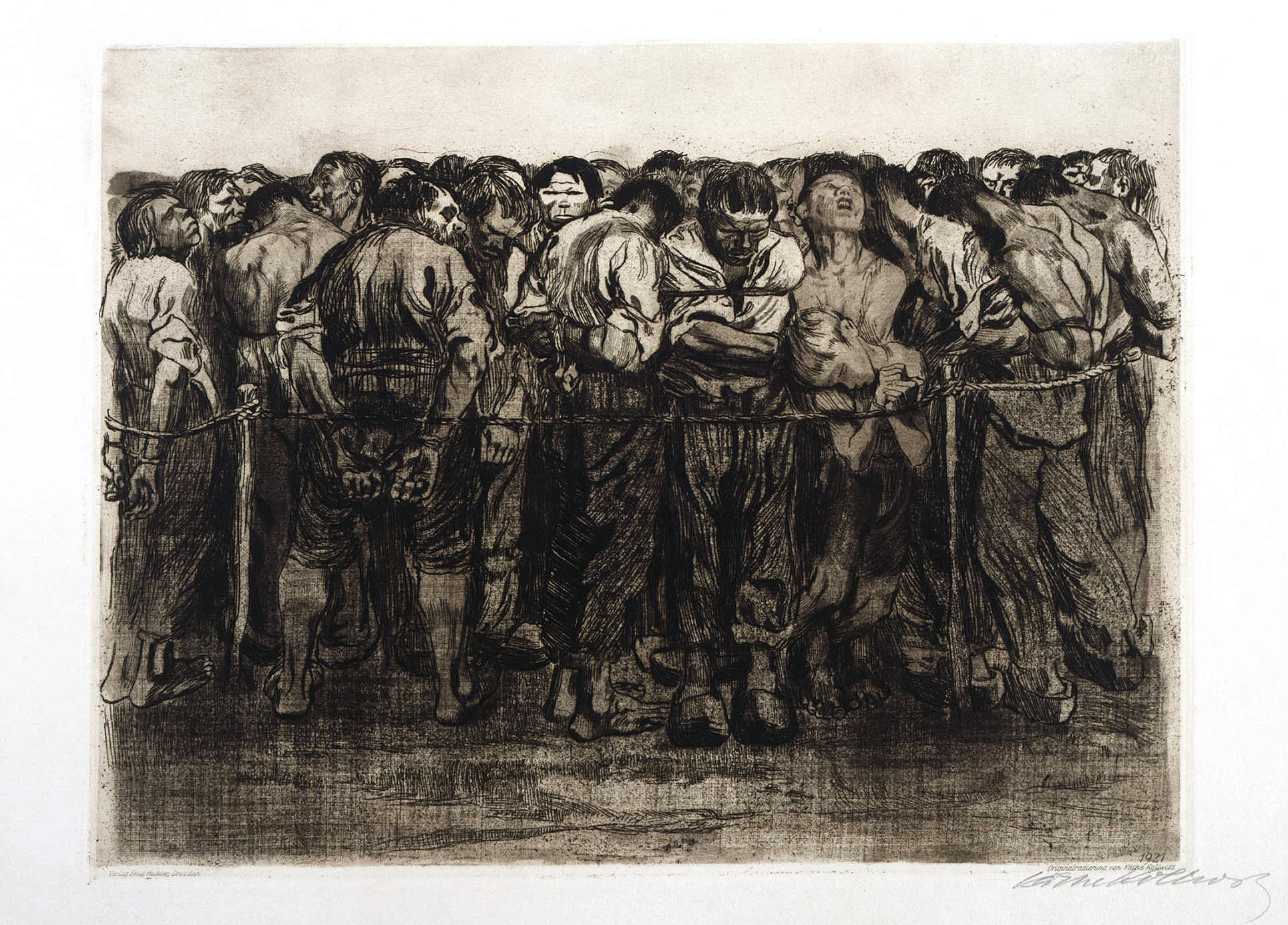 Peasant War print 7: The Prisoners by Käthe Kollwitz