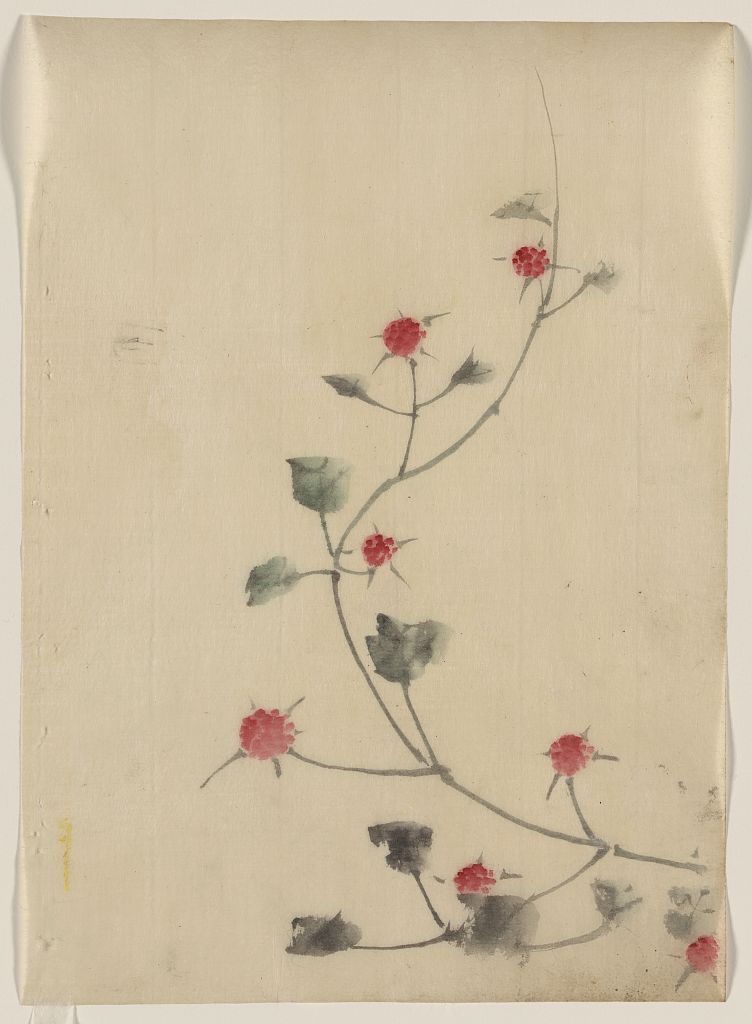 Small Red Blossoms on a Vine by Katsushika Hokusai