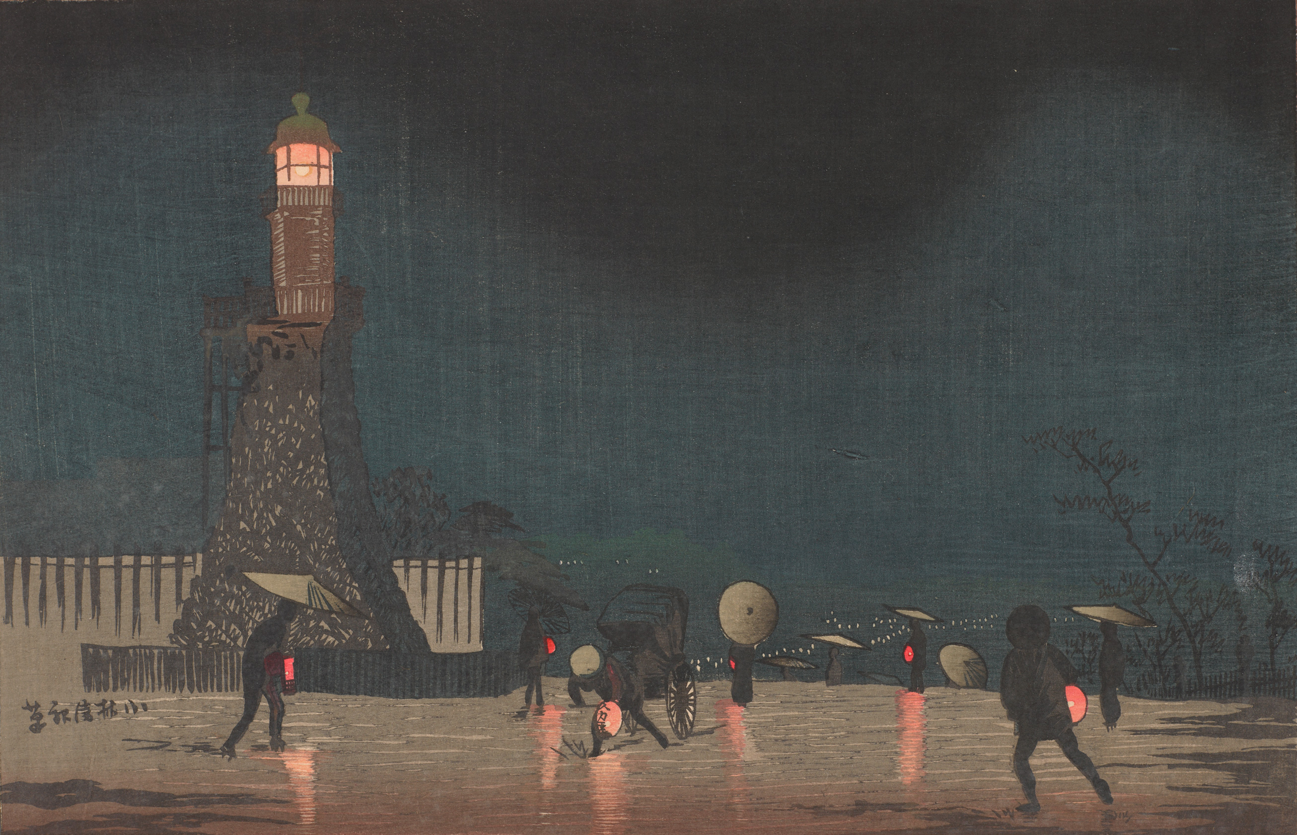 Kudanzaka at Night in Early Summer by Kobayashi Kiyochika 清親