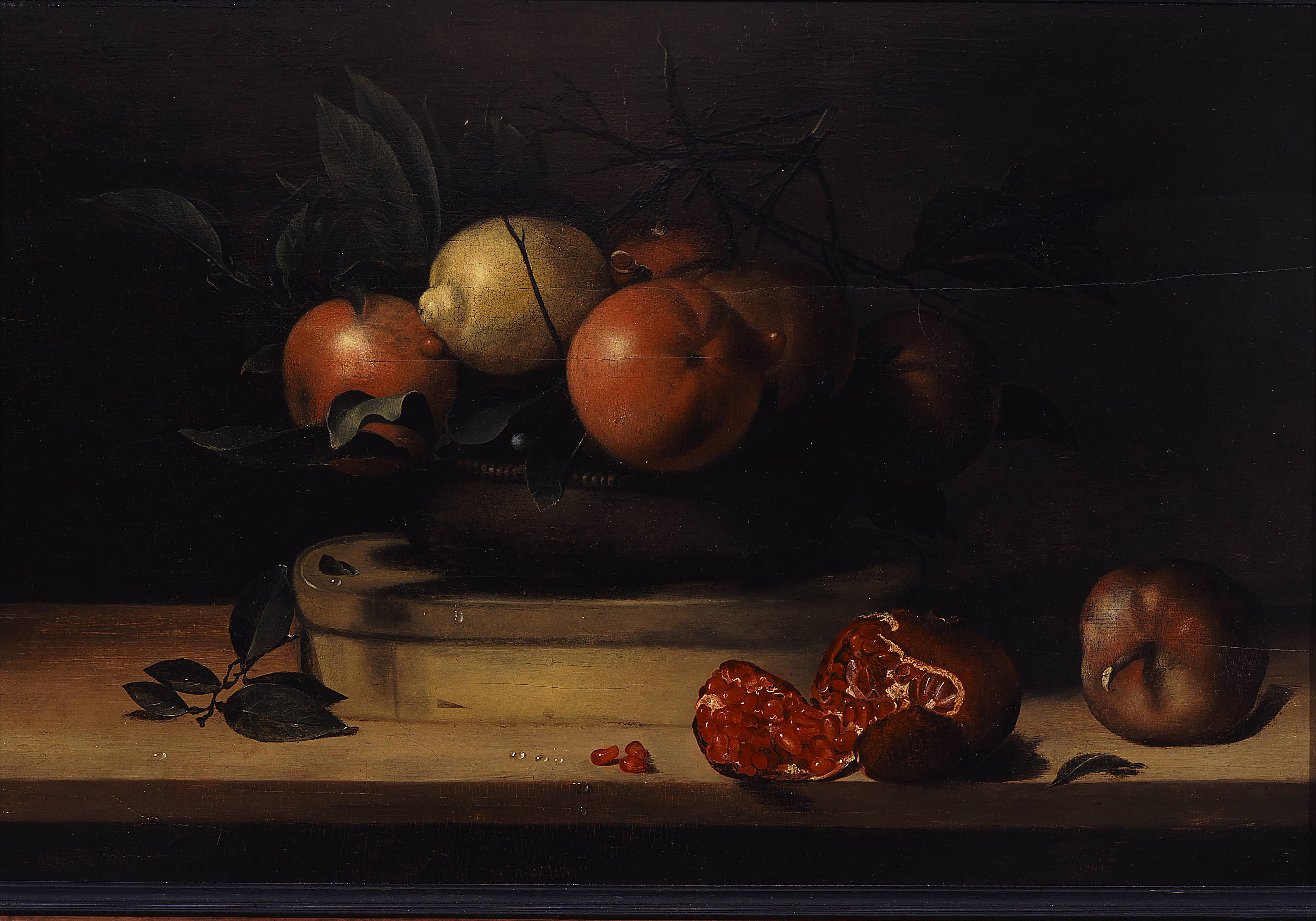 Bowl of Lemons and Oranges on a Box of Wood Shavings and
Pomegranates by Louise Moillon
