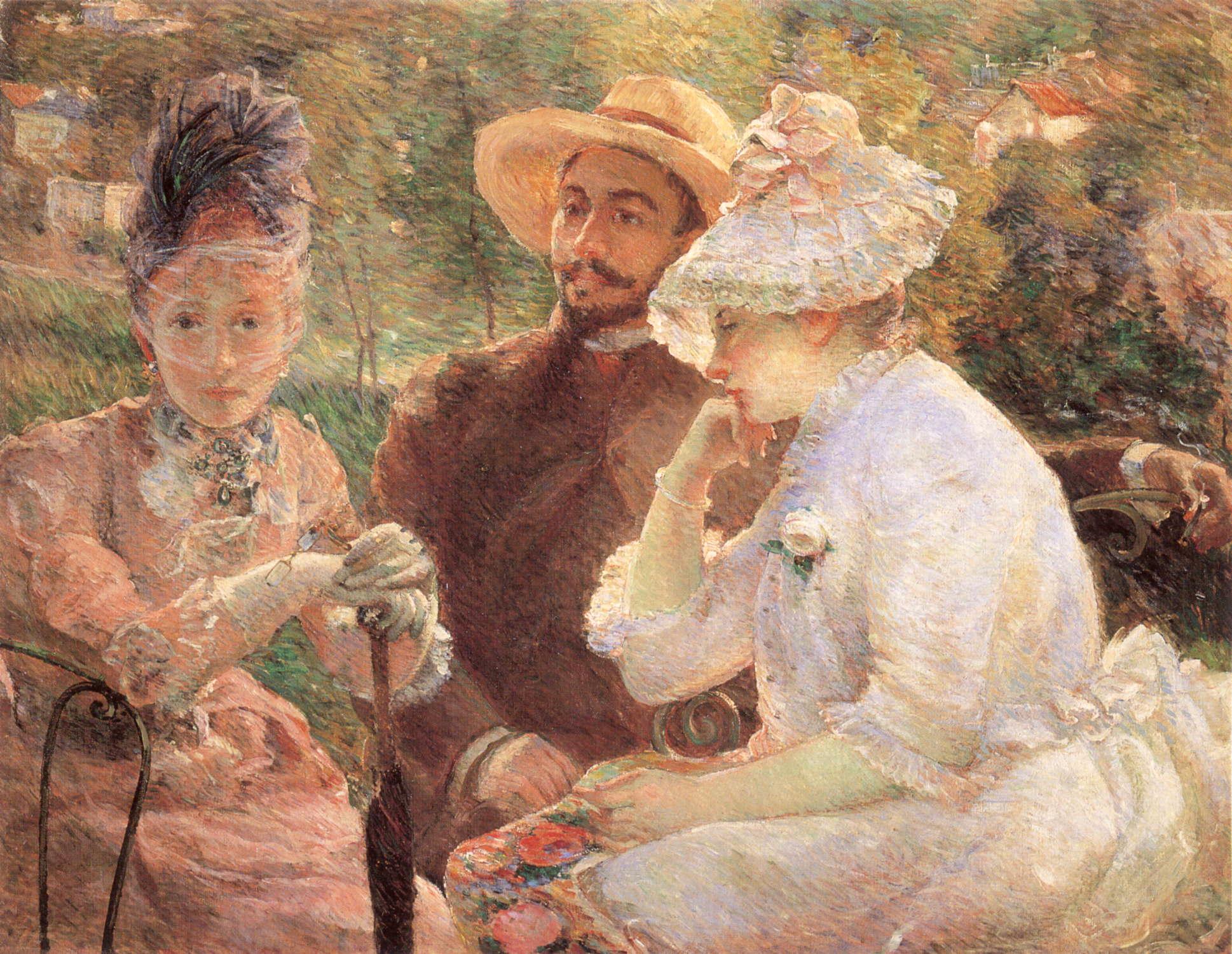 On the Terrace at Sèvres with Fantin-Latour by Marie Bracquemond