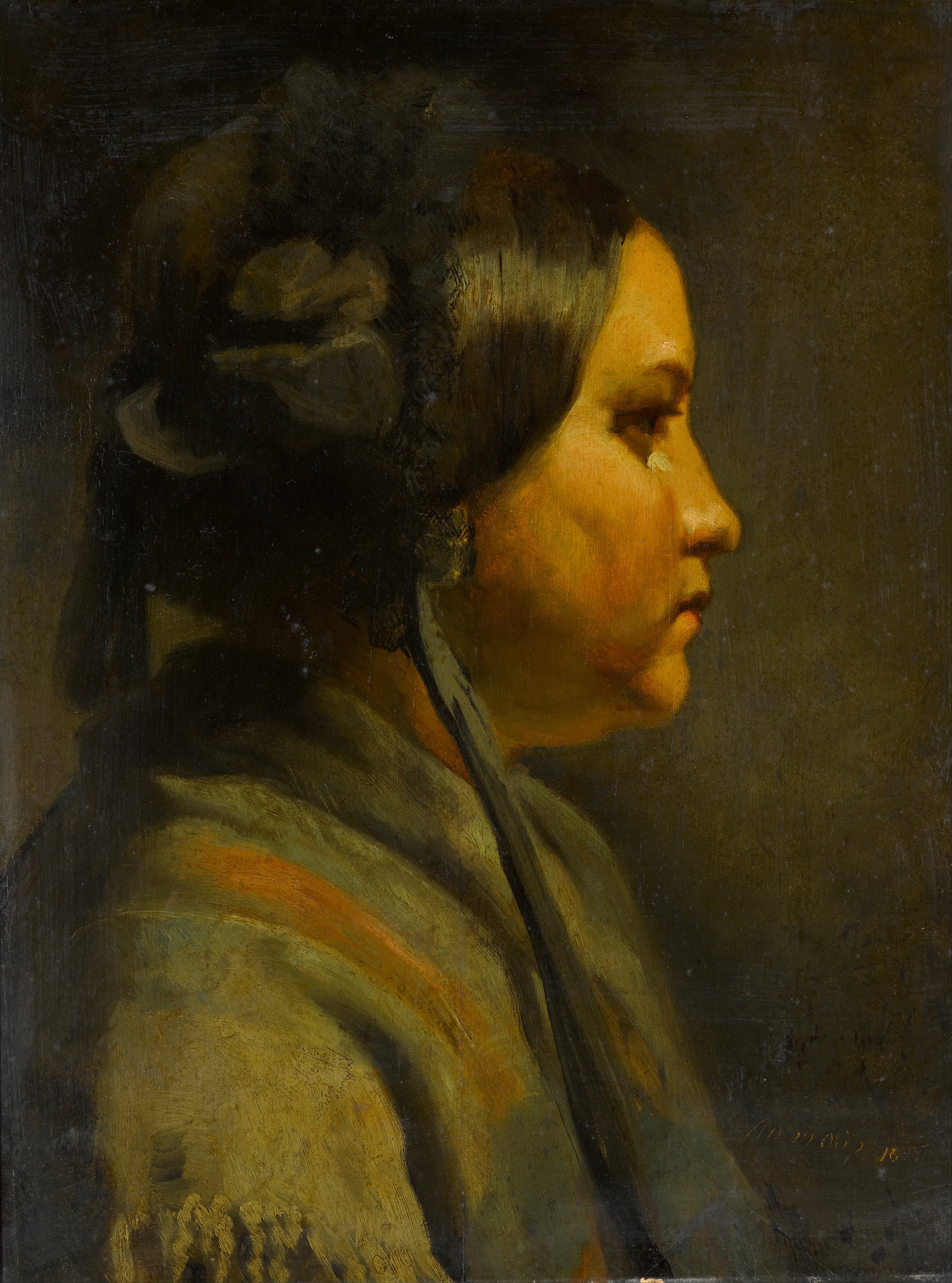Study of the head of a young woman in profile by Matthijs Maris