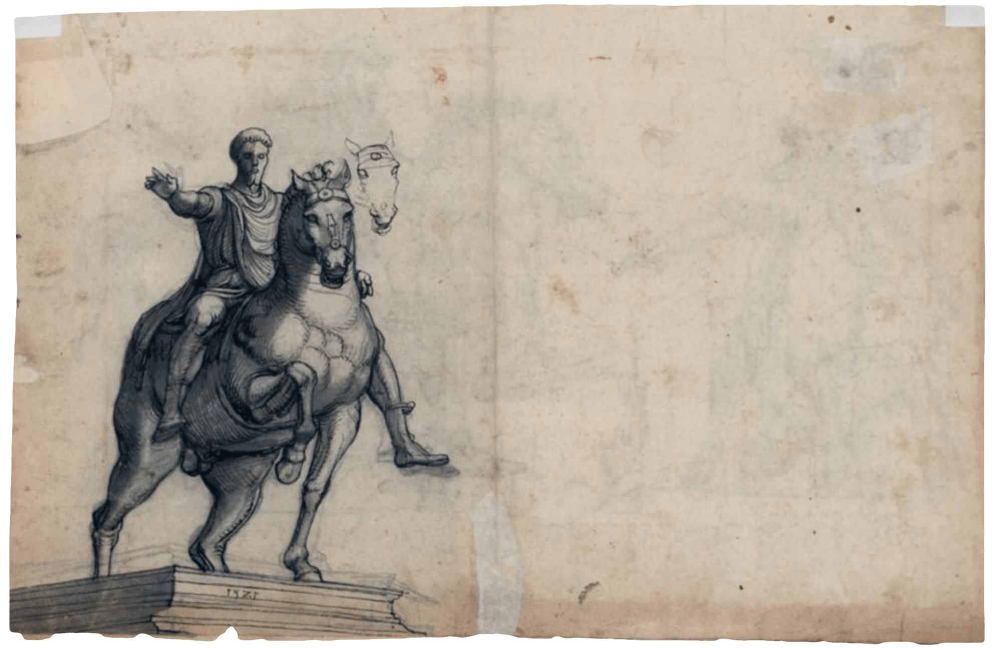 Three views of Marcus Aurelius's Equestrian Monument (G.Z.) by Monogrammist GZ or Gabriel Zehender