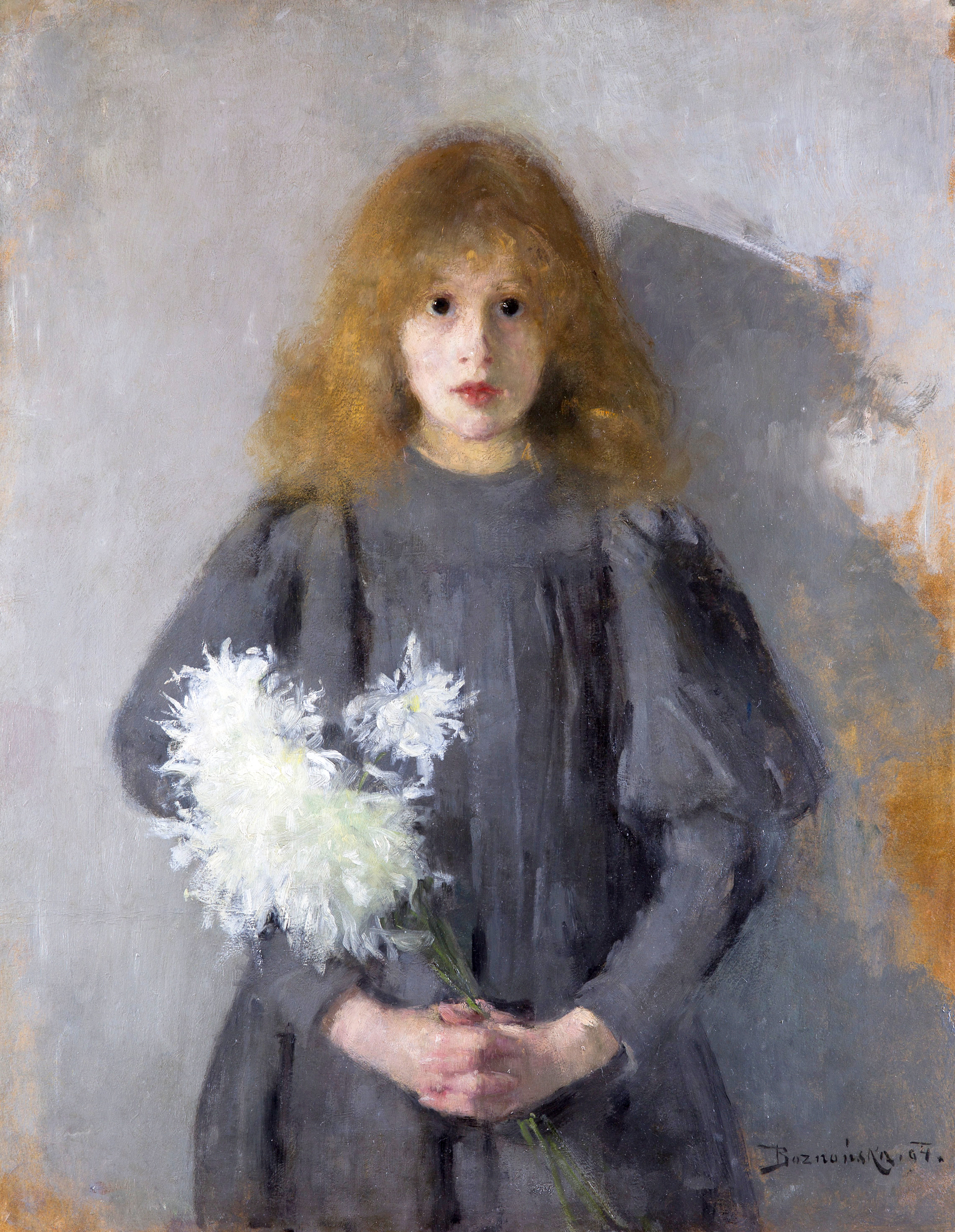 Girl with Chrysanthemums by Olga Boznańska