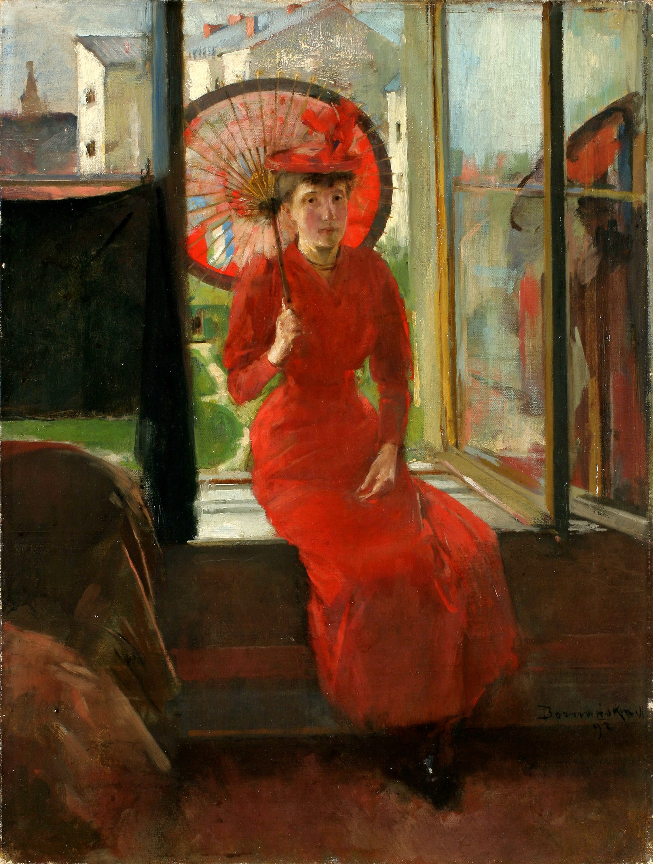 Self-portrait with Japanese Umbrella by Olga Boznańska
