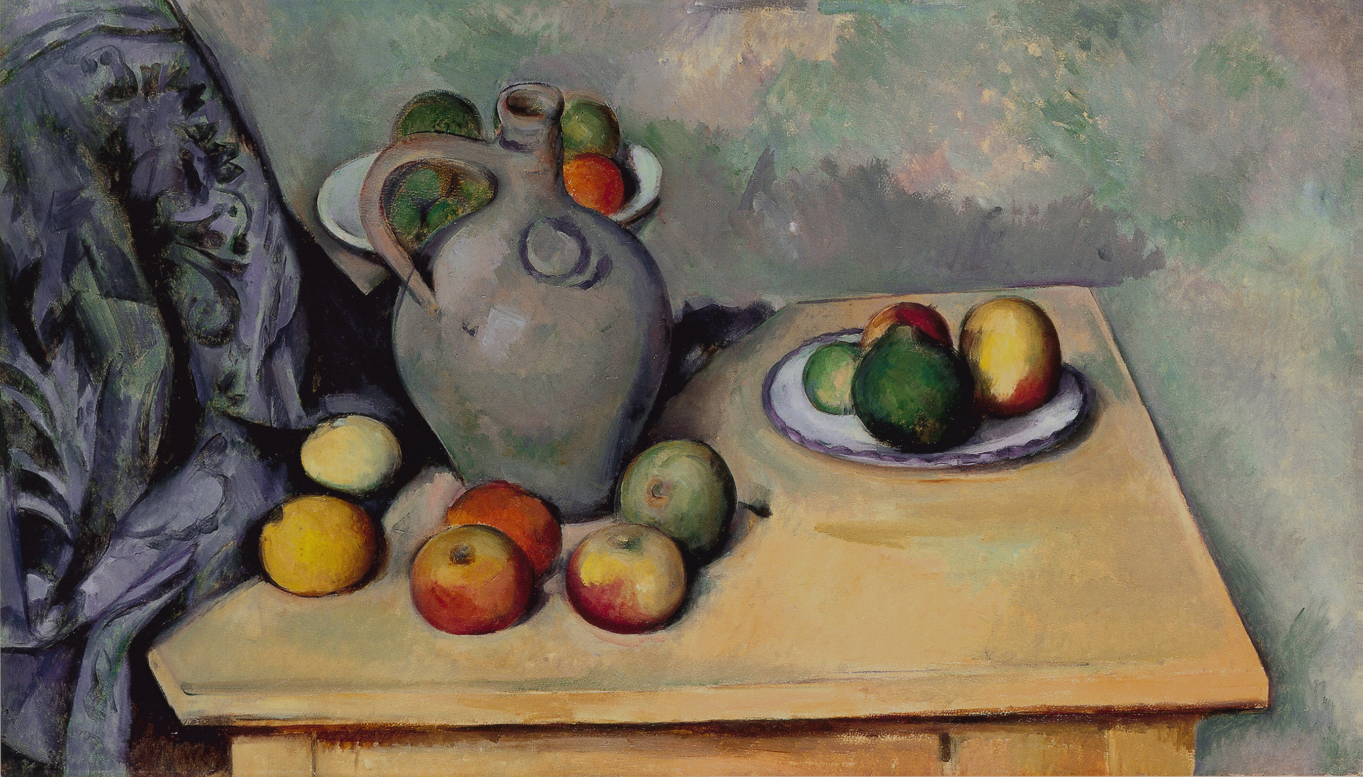 Pitcher and Fruits on a Table by Paul Cézanne