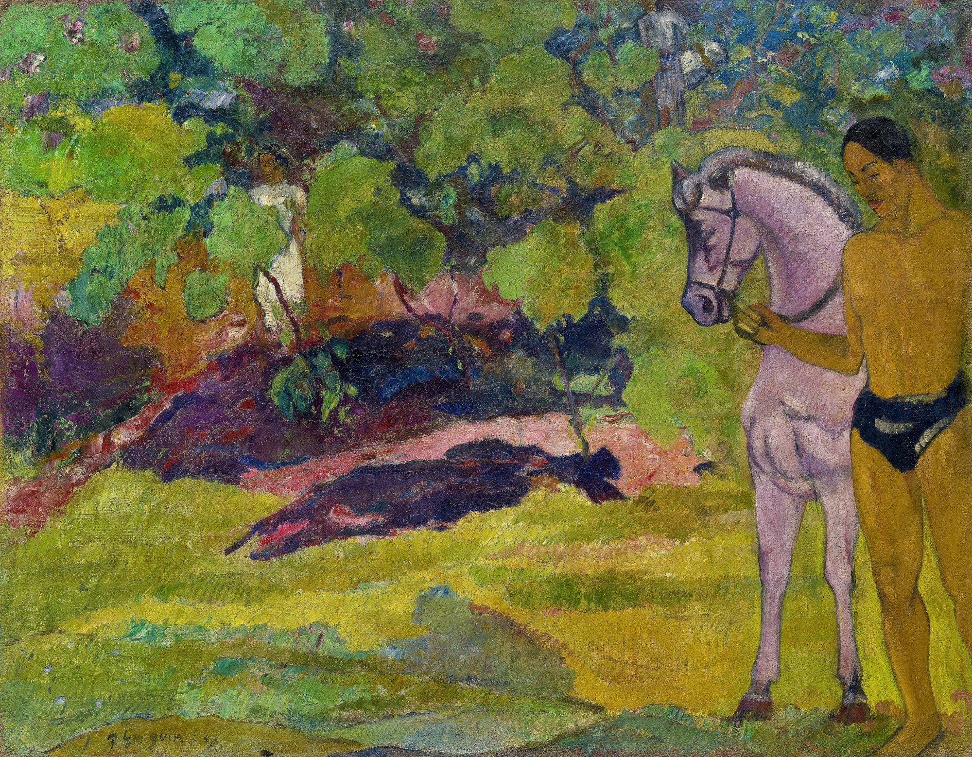 In the Vanilla Grove, Man and Horse by Paul Gauguin