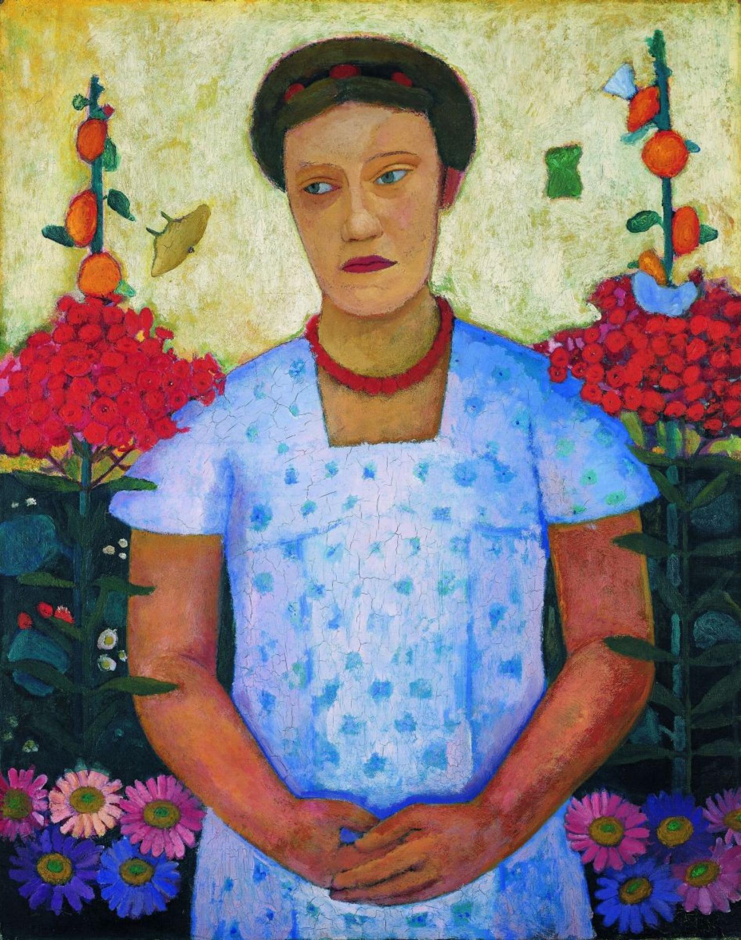 Portrait of Lee Hoetger with Flowers by Paula Modersohn-Becker