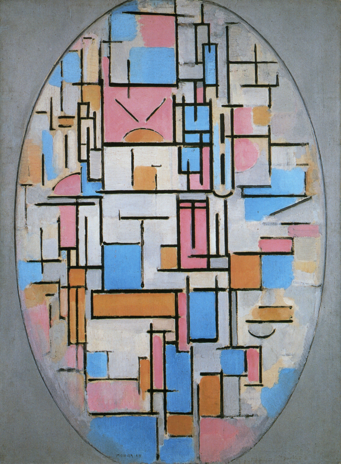 Oval Composition with Light Colors by Piet Mondrian