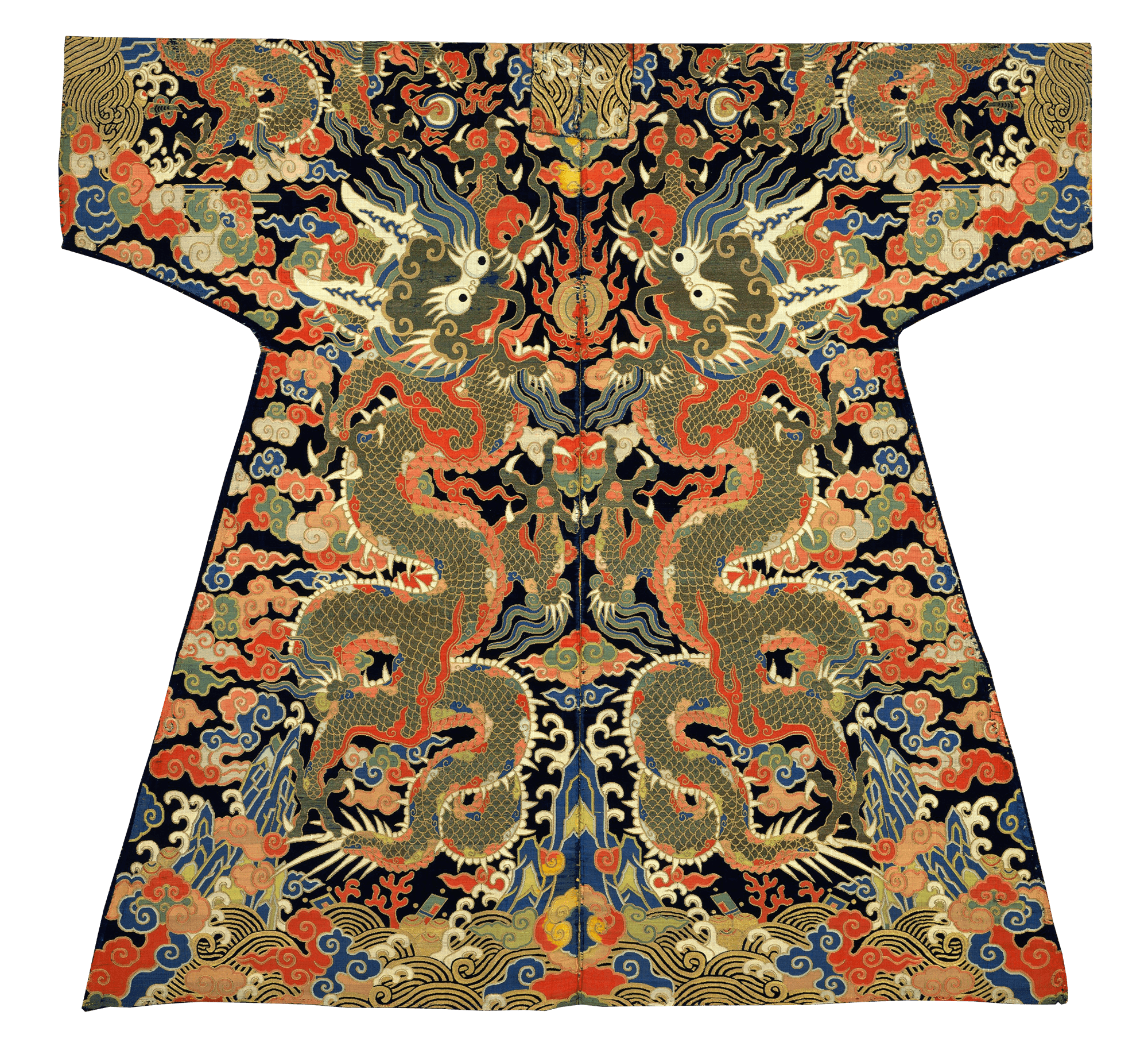 Velvet Textile for a Dragon Robe by Qing Dynasty