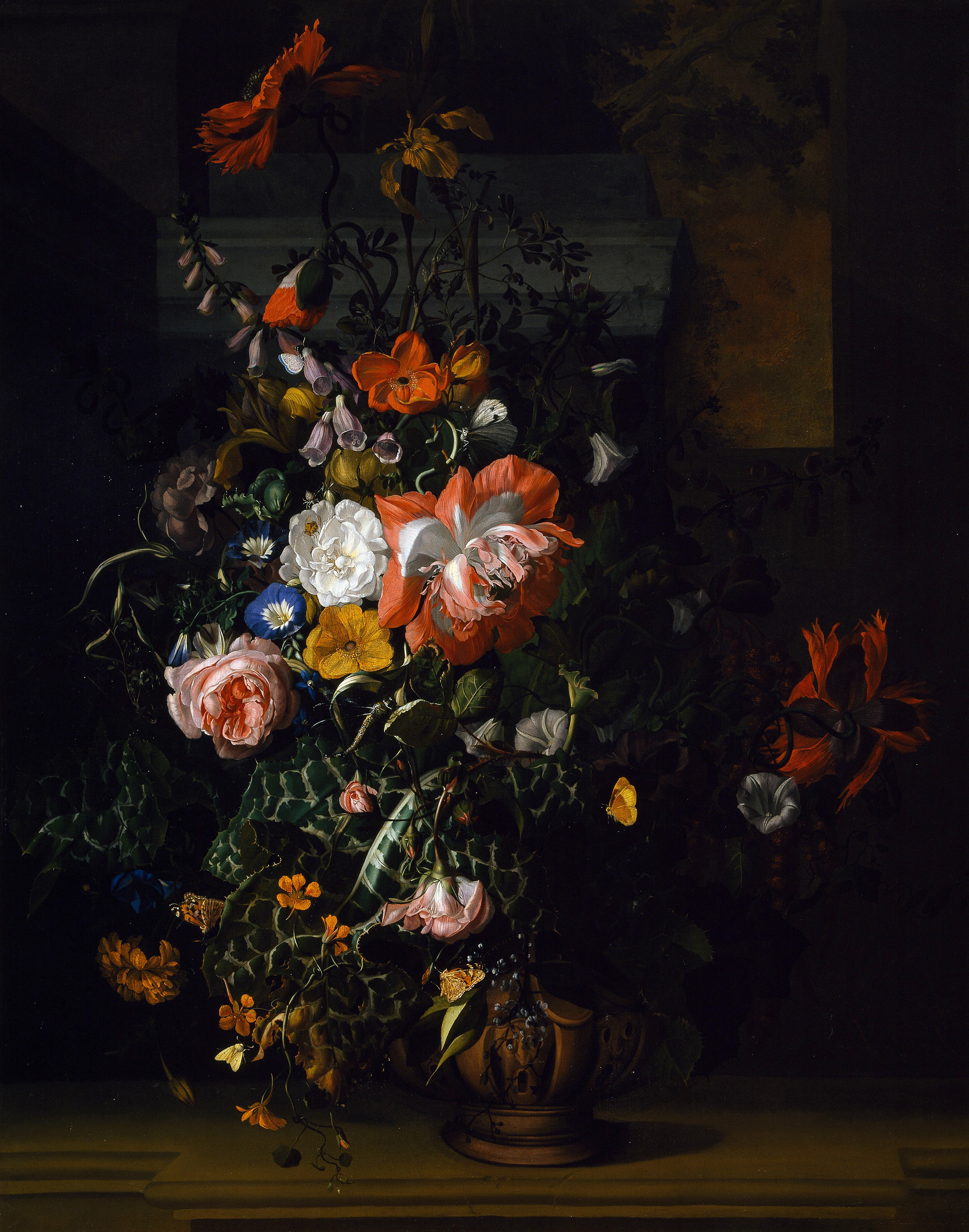 Roses, Convolvulus, Poppies, and Other Flowers by Rachel Ruysch