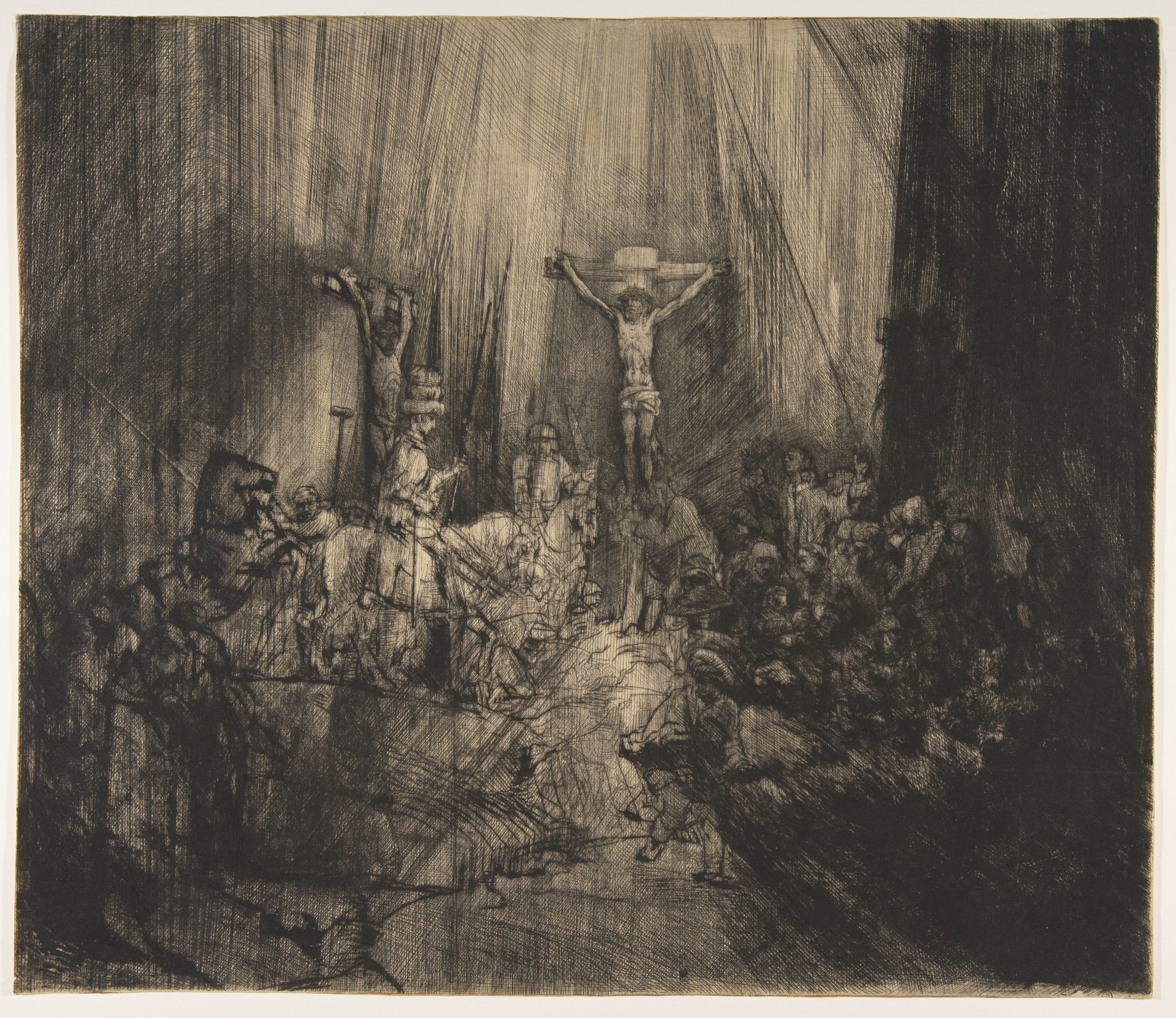 Christ Crucified between the Two Thieves: The Three Crosses by Rembrandt van Rijn